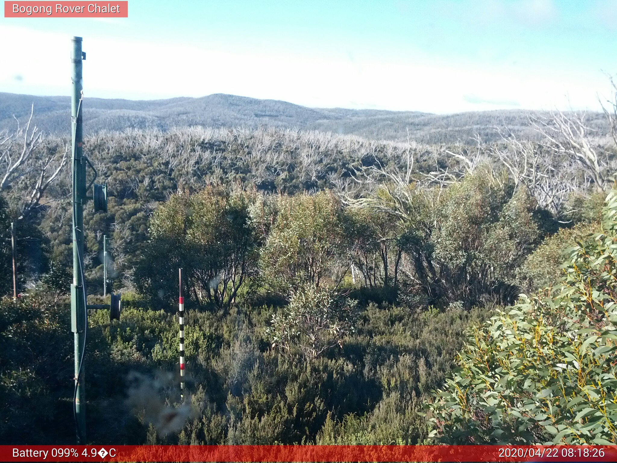 Bogong Web Cam 8:18am Wednesday 22nd of April 2020