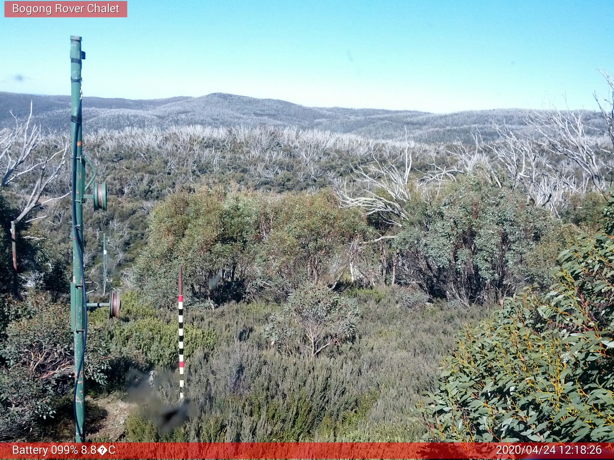 Bogong Web Cam 12:18pm Friday 24th of April 2020