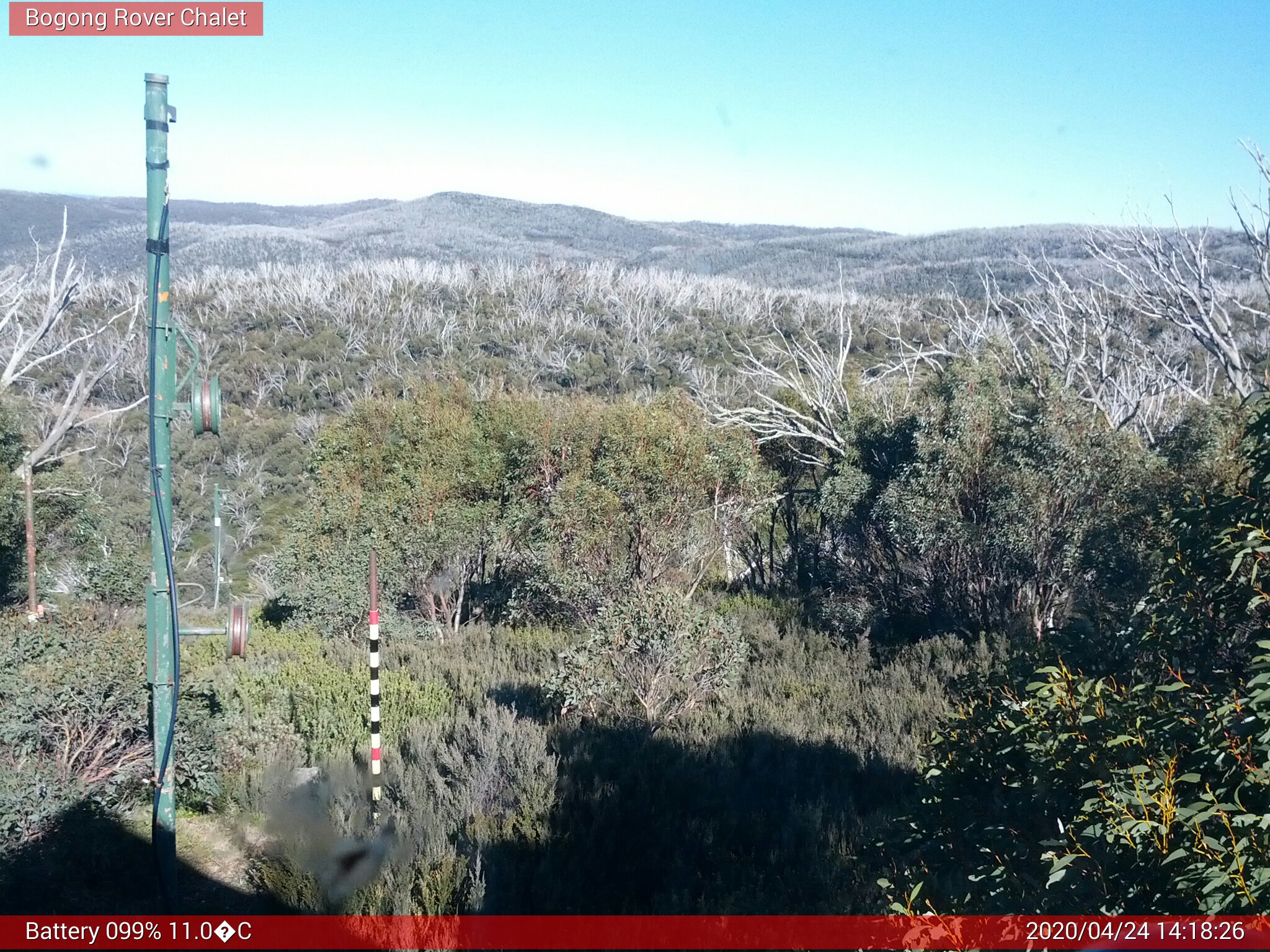 Bogong Web Cam 2:18pm Friday 24th of April 2020