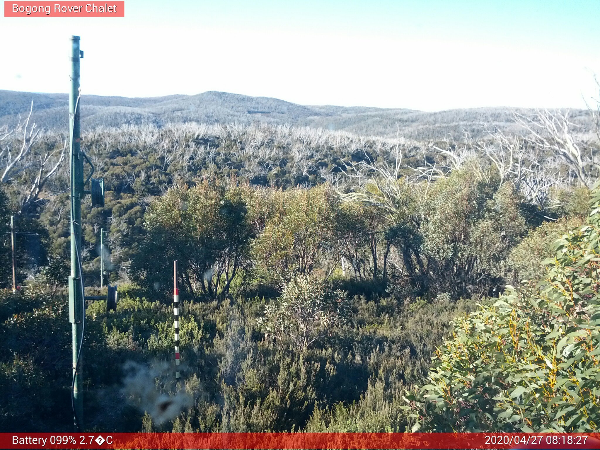 Bogong Web Cam 8:18am Monday 27th of April 2020