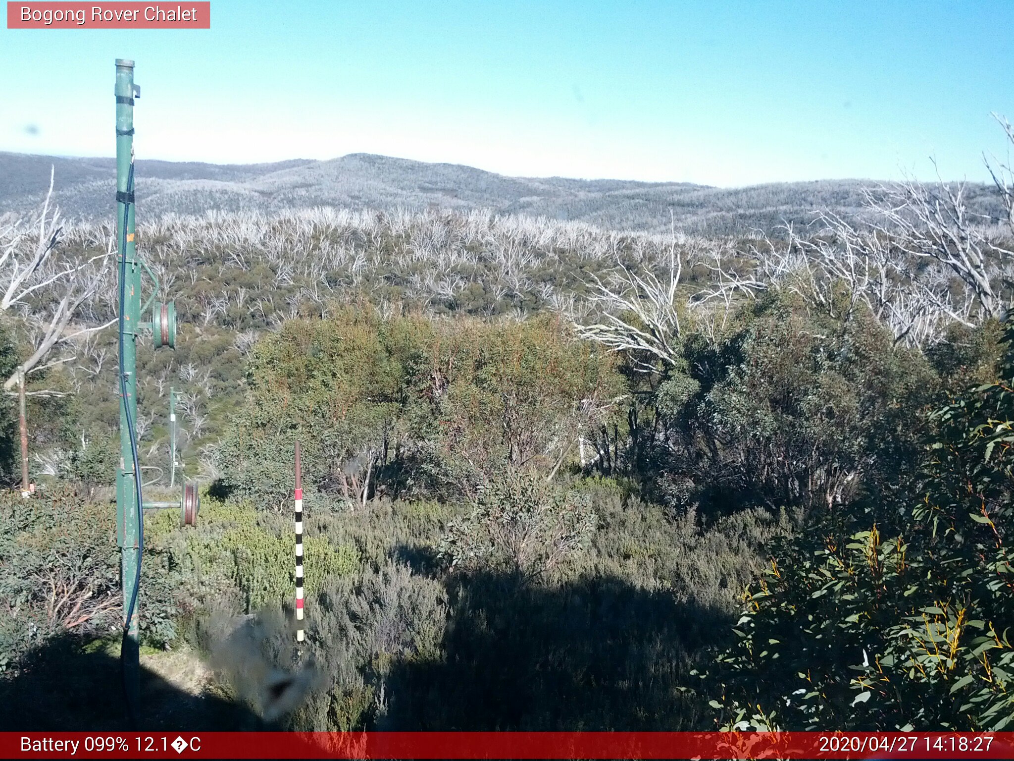 Bogong Web Cam 2:18pm Monday 27th of April 2020