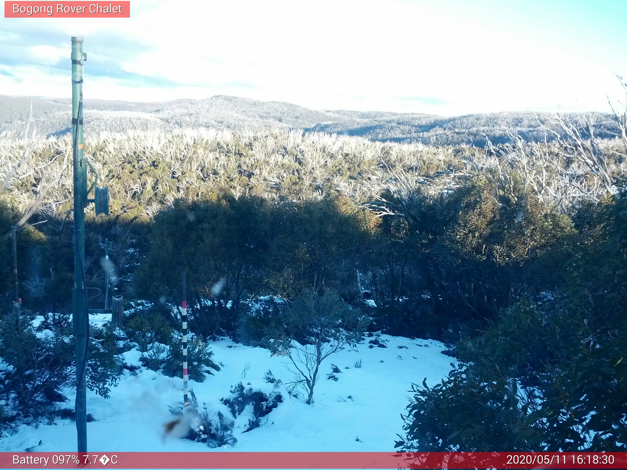 Bogong Web Cam 4:18pm Monday 11th of May 2020