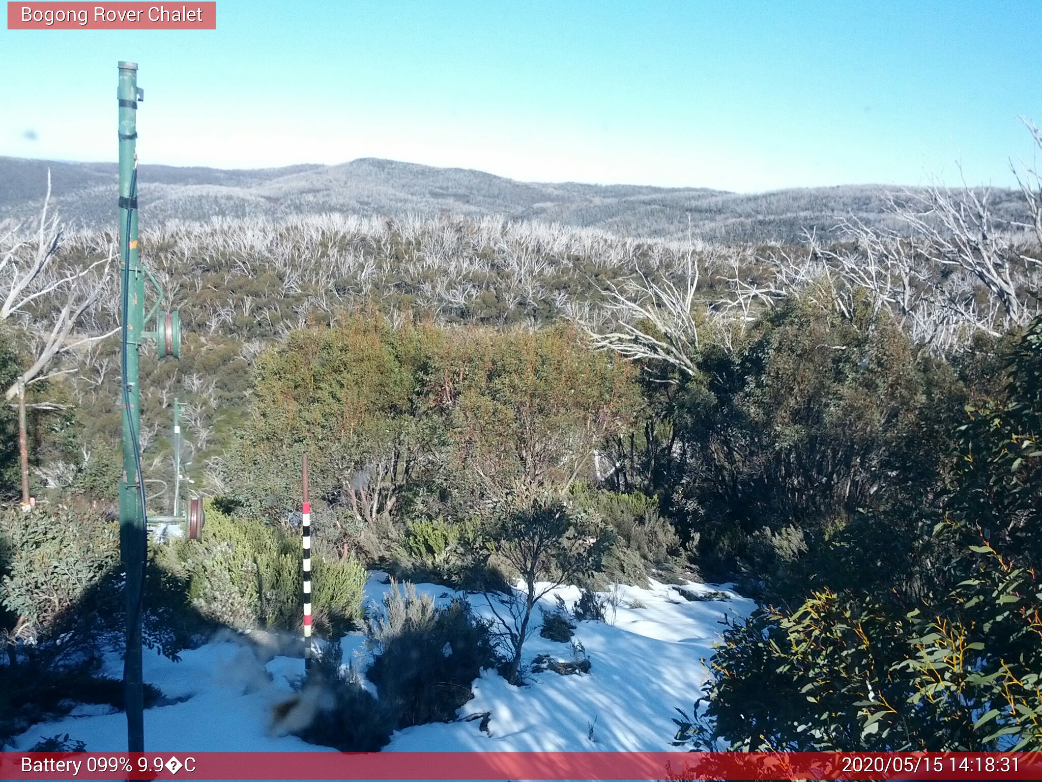 Bogong Web Cam 2:18pm Friday 15th of May 2020