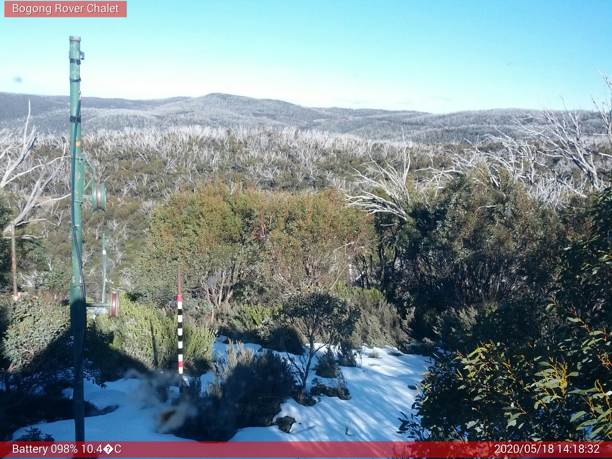 Bogong Web Cam 2:18pm Monday 18th of May 2020