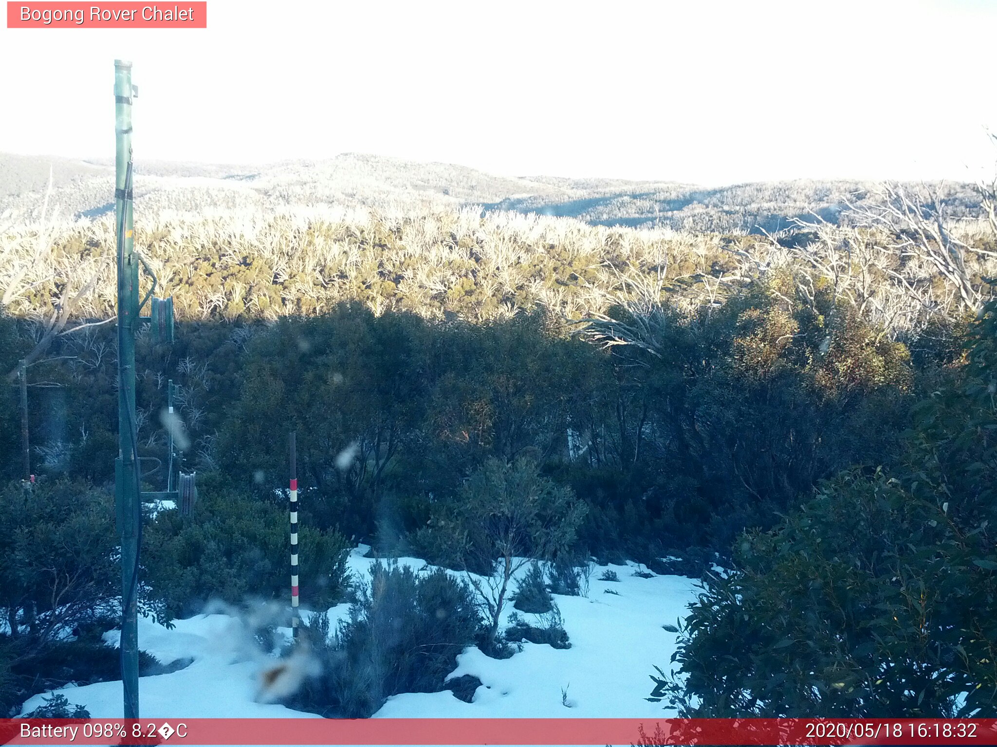 Bogong Web Cam 4:18pm Monday 18th of May 2020