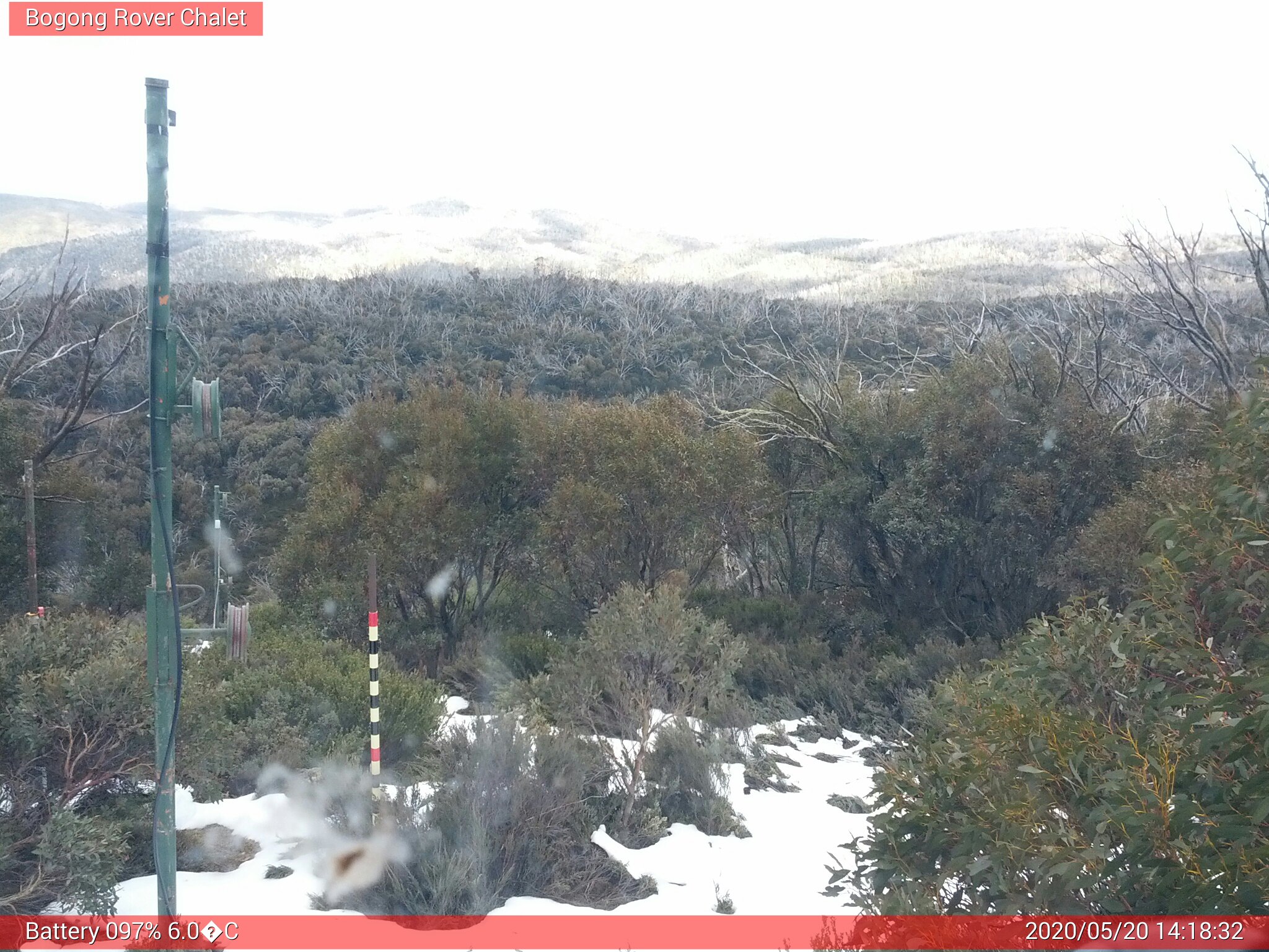 Bogong Web Cam 2:18pm Wednesday 20th of May 2020