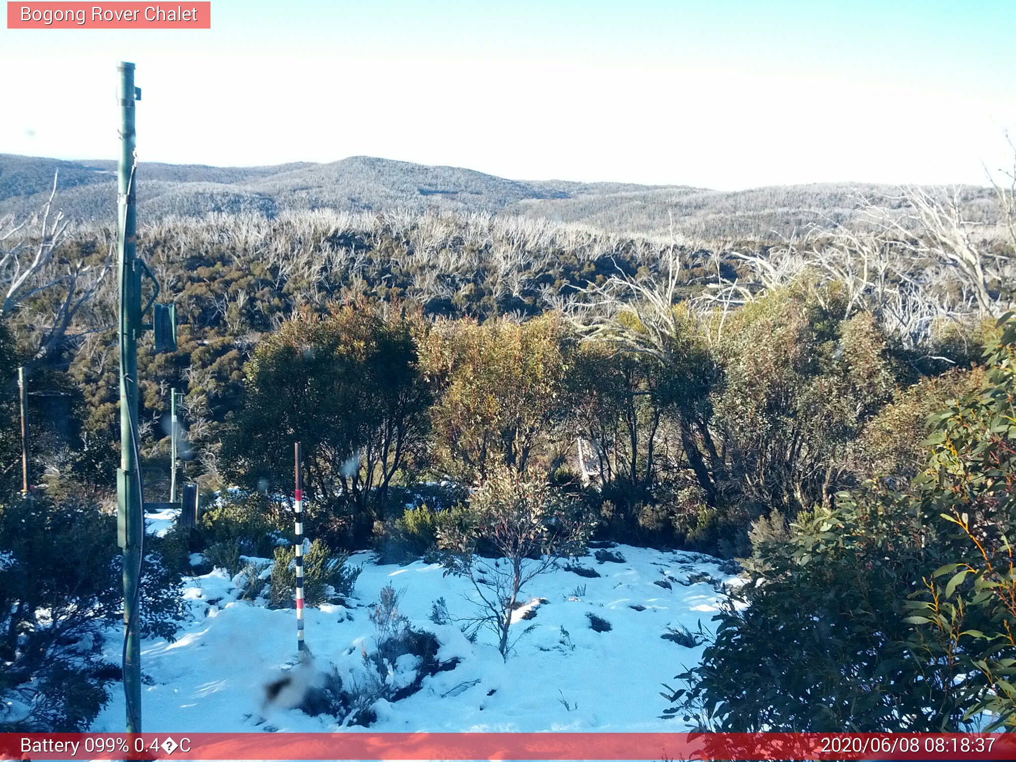 Bogong Web Cam 8:18am Monday 8th of June 2020