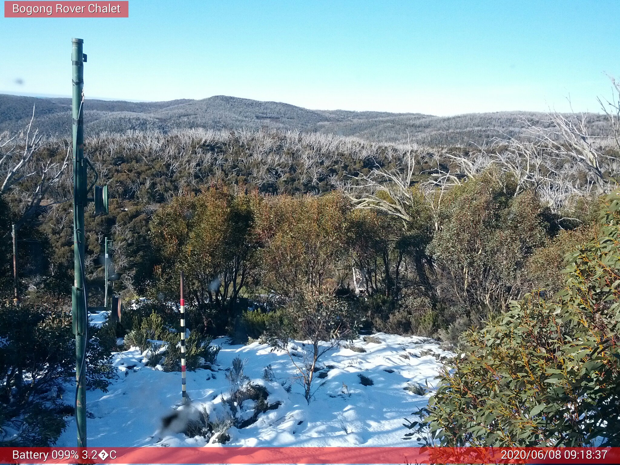 Bogong Web Cam 9:18am Monday 8th of June 2020