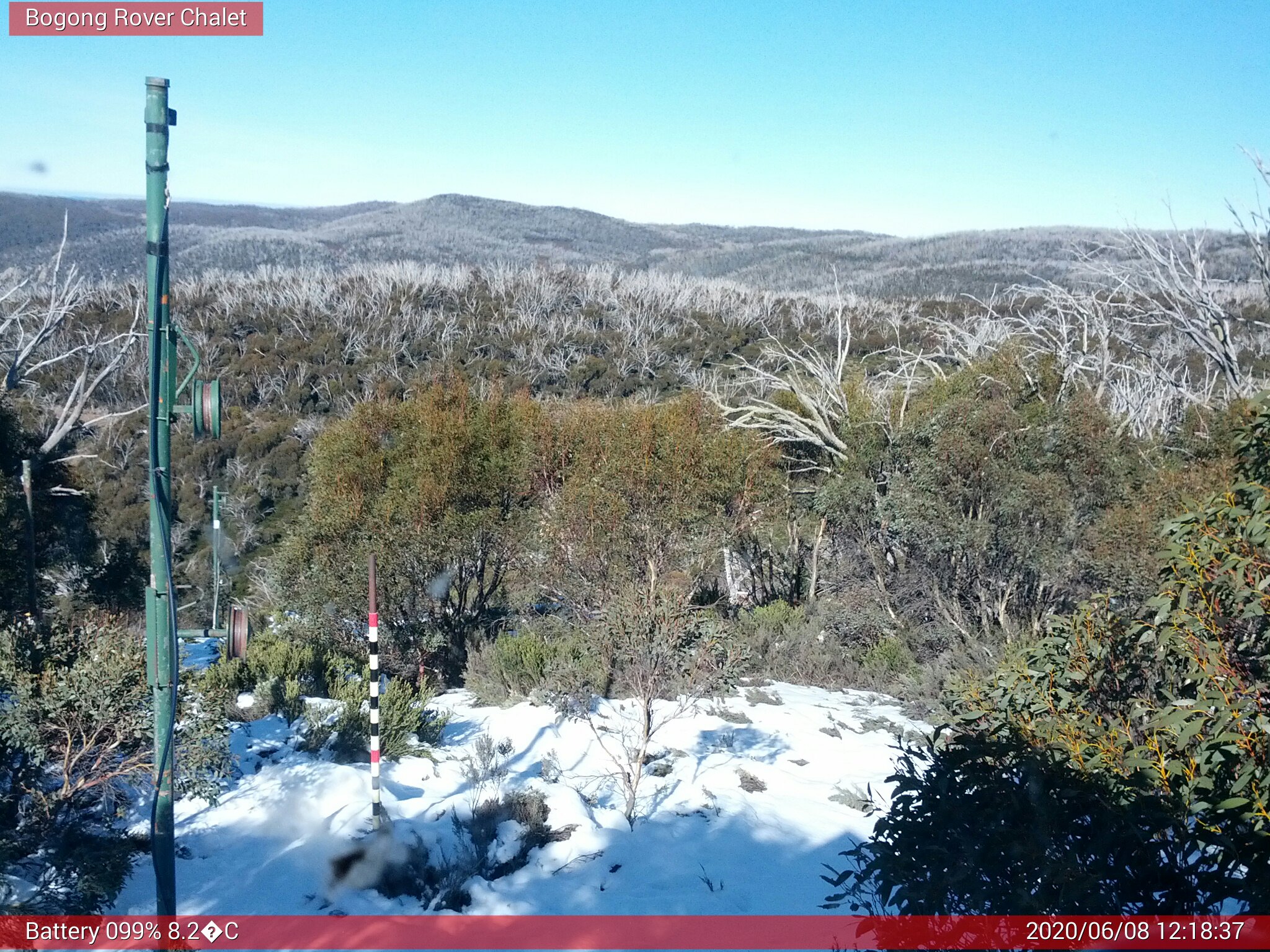 Bogong Web Cam 12:18pm Monday 8th of June 2020