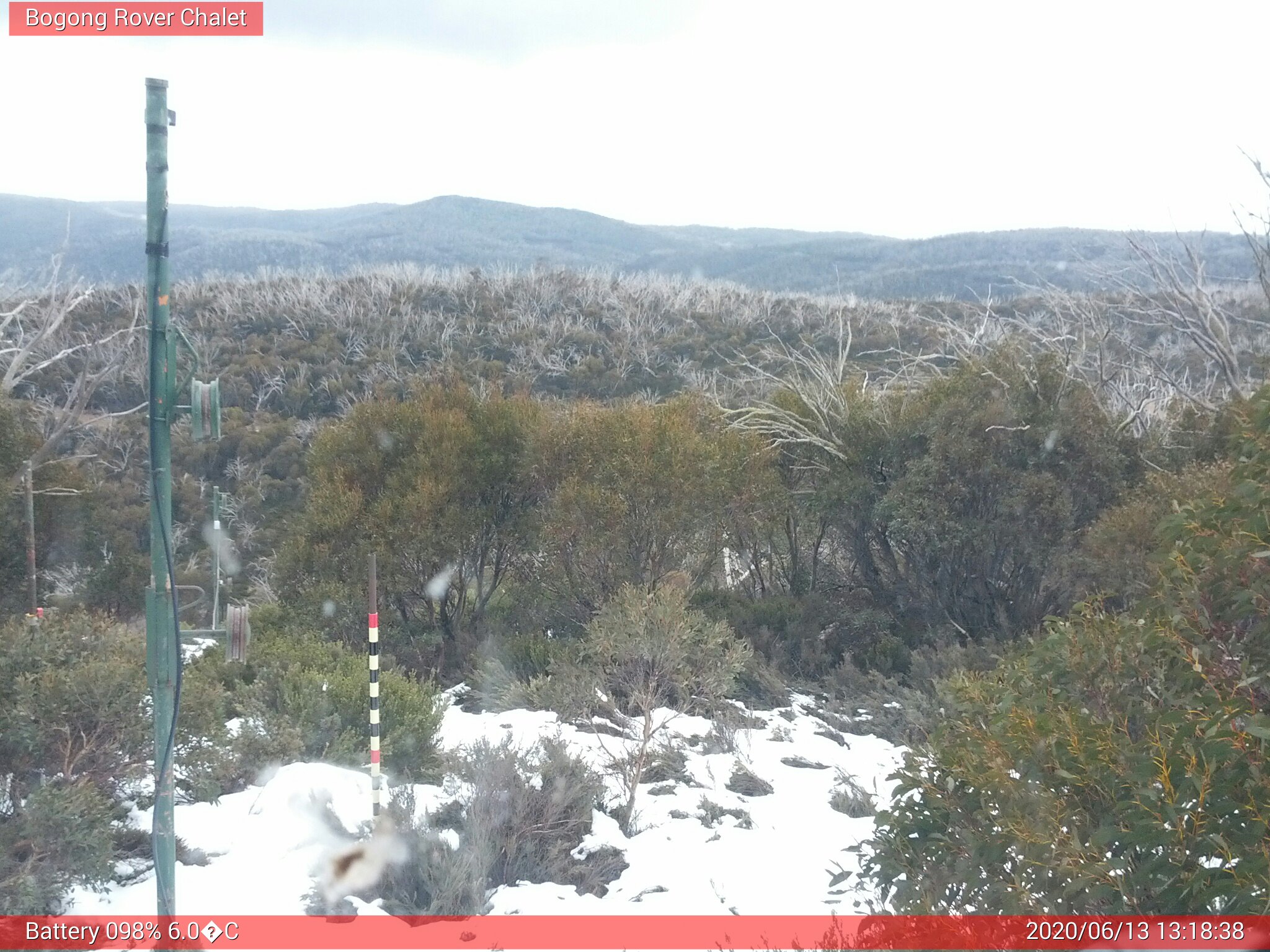 Bogong Web Cam 1:18pm Saturday 13th of June 2020