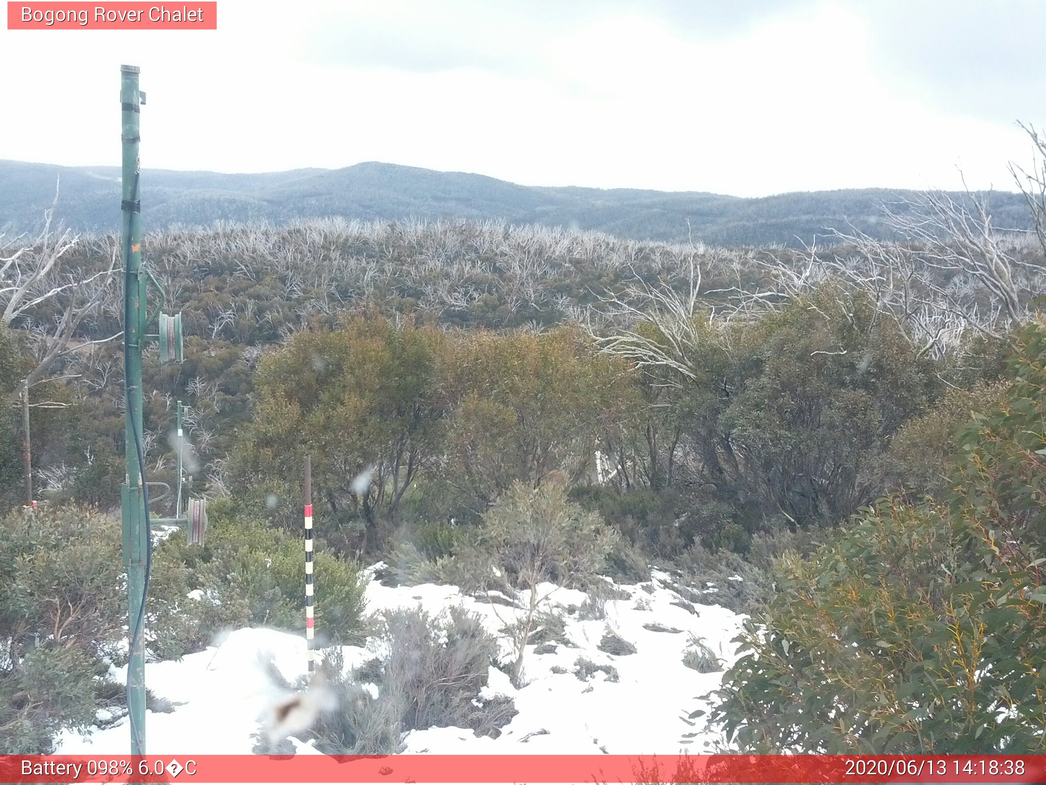 Bogong Web Cam 2:18pm Saturday 13th of June 2020