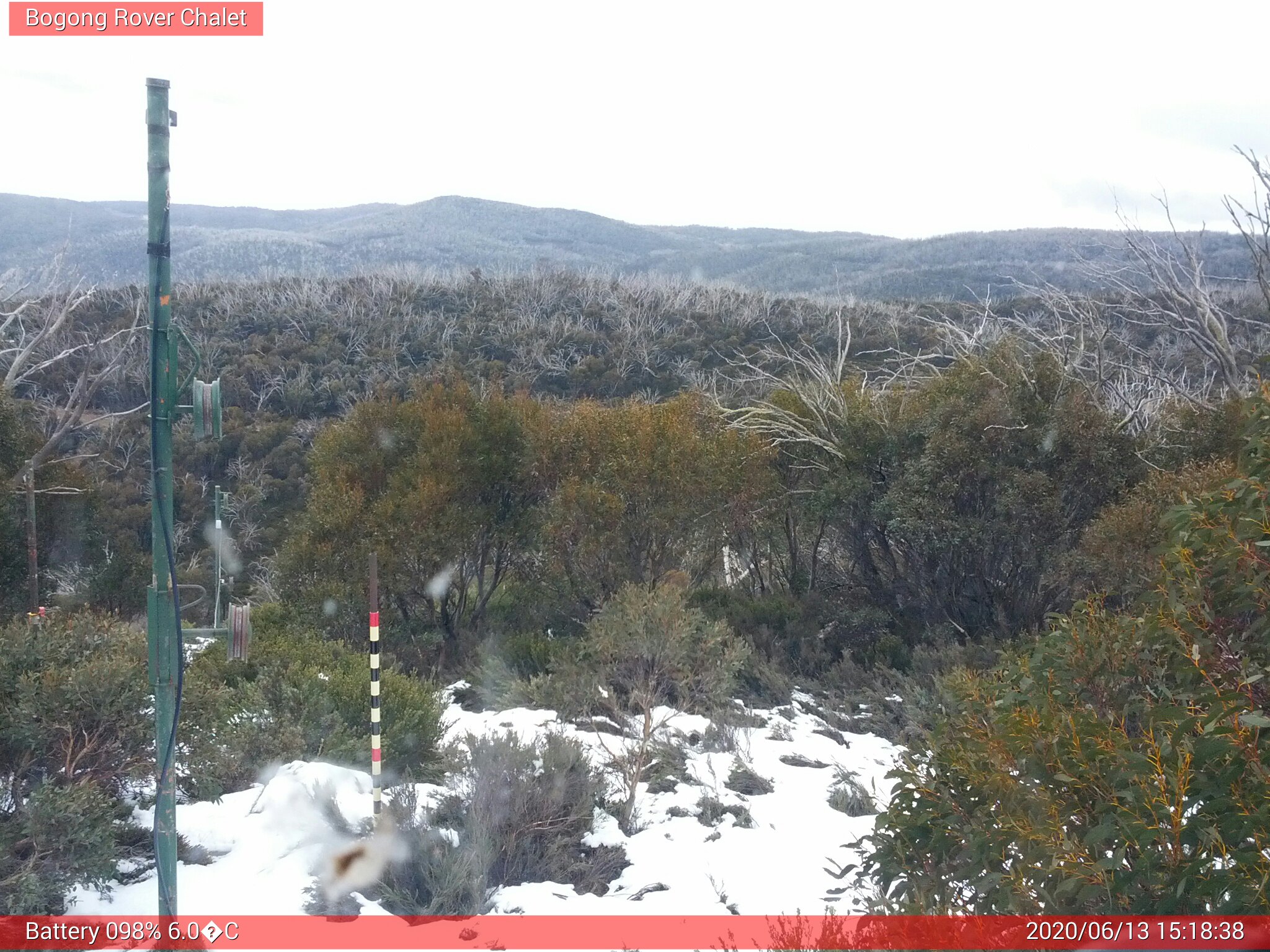 Bogong Web Cam 3:18pm Saturday 13th of June 2020