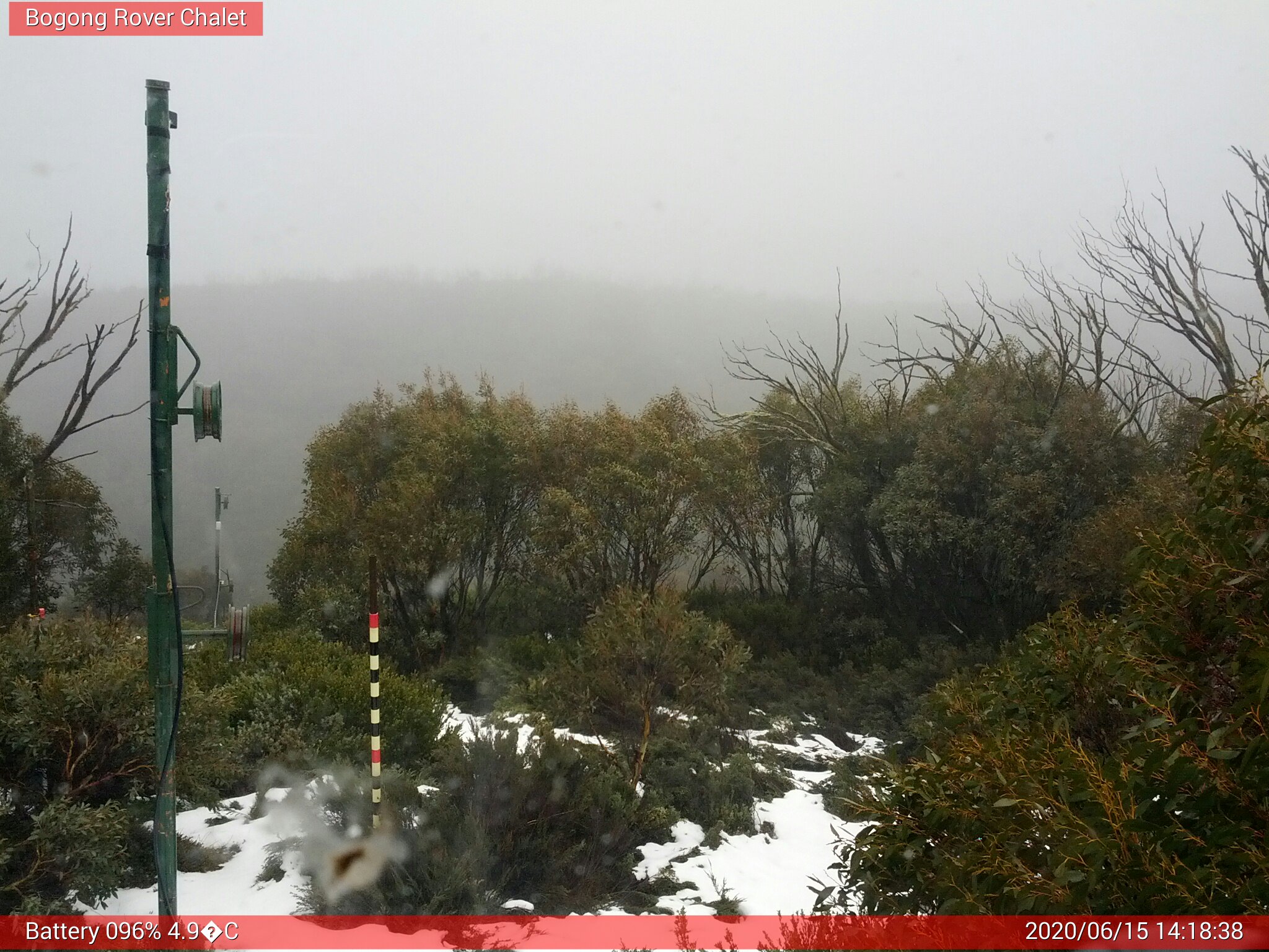 Bogong Web Cam 2:18pm Monday 15th of June 2020