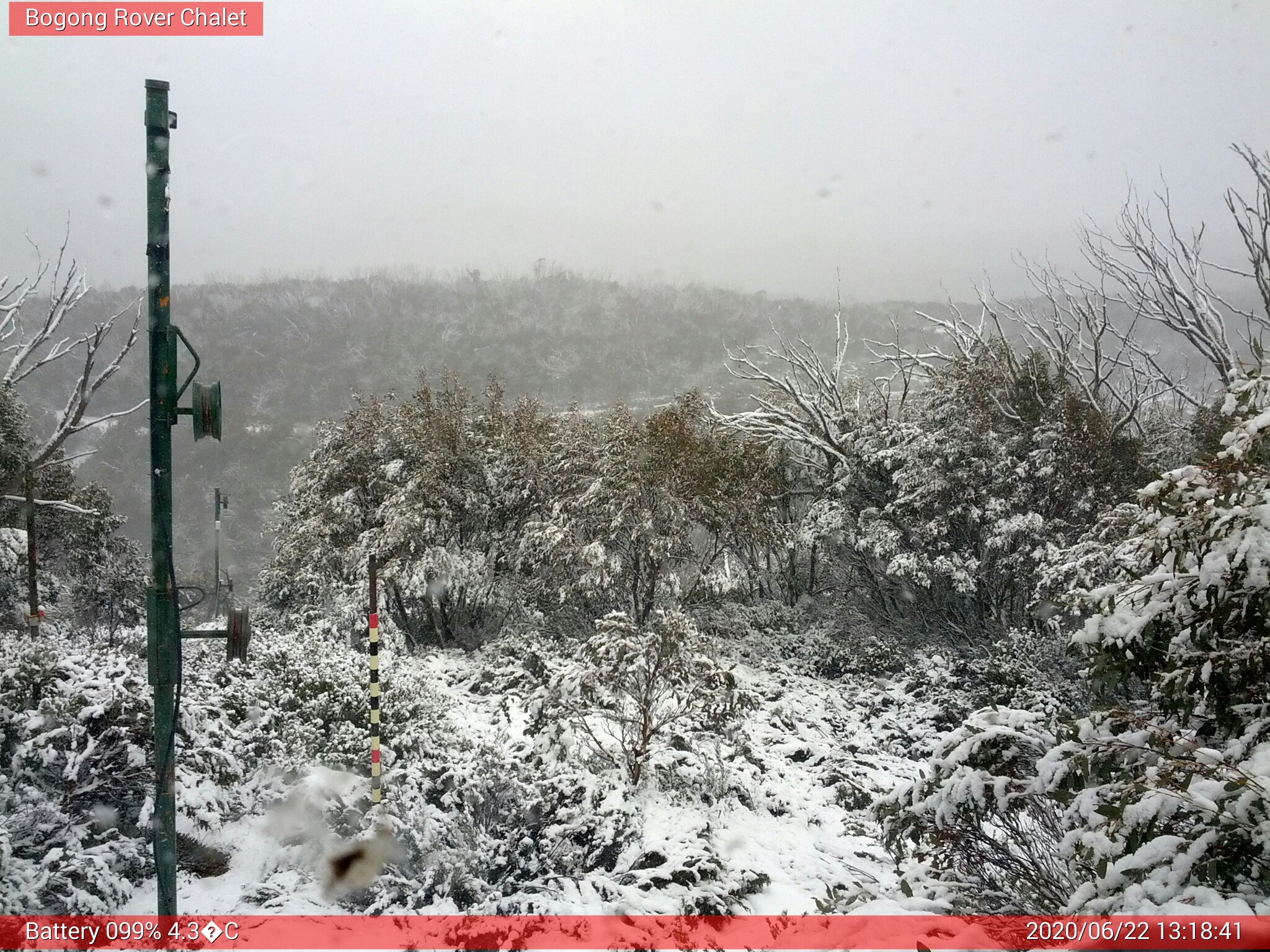 Bogong Web Cam 1:18pm Monday 22nd of June 2020