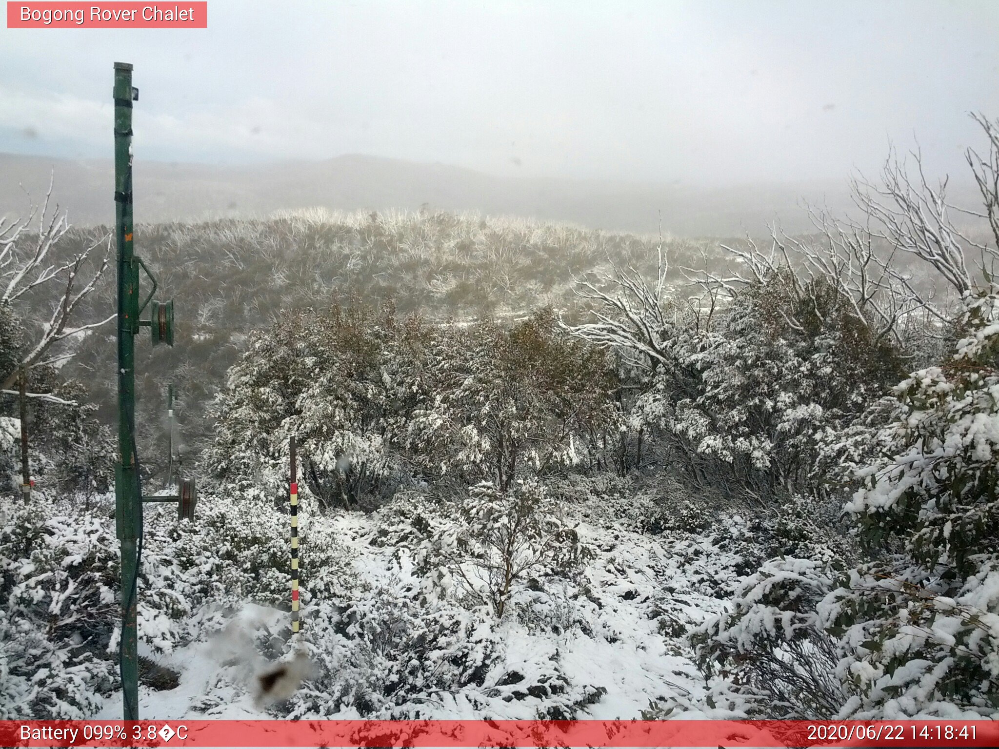 Bogong Web Cam 2:18pm Monday 22nd of June 2020