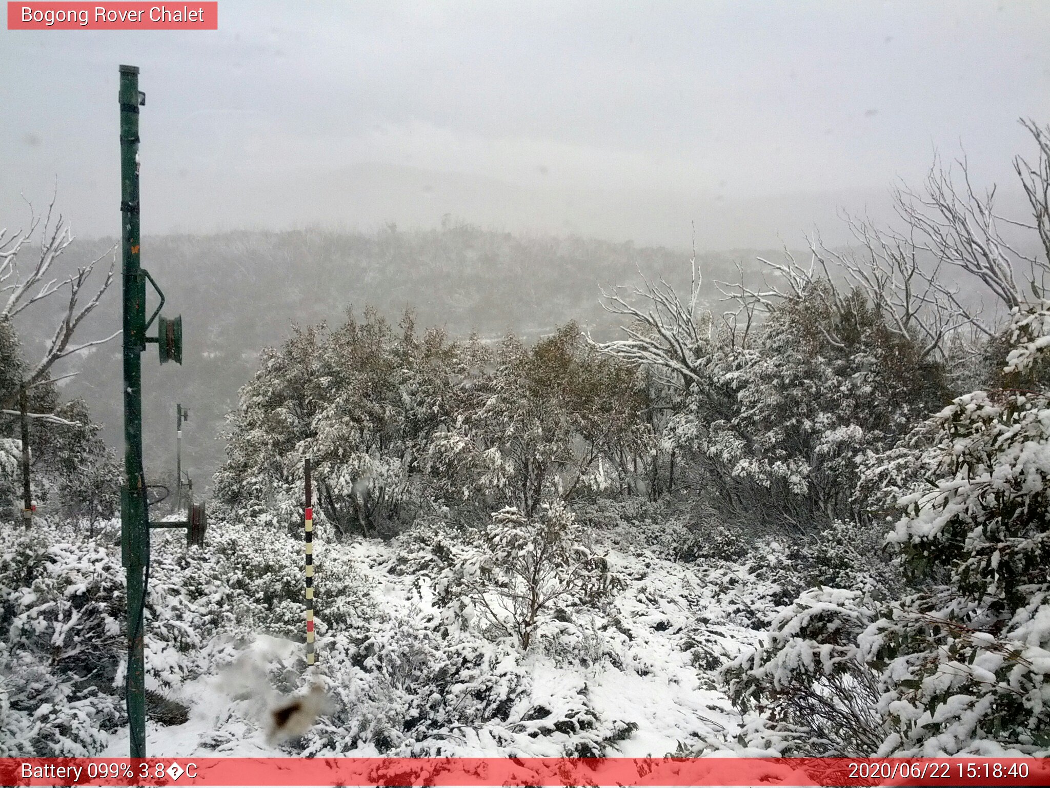 Bogong Web Cam 3:18pm Monday 22nd of June 2020