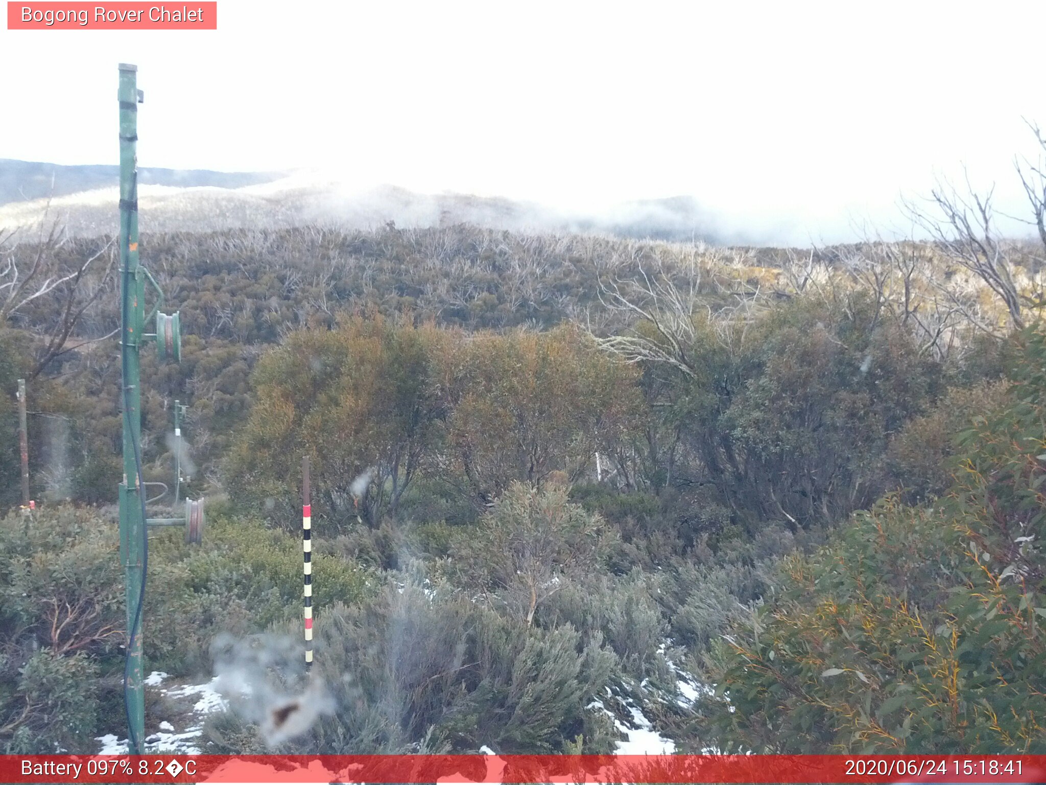 Bogong Web Cam 3:18pm Wednesday 24th of June 2020