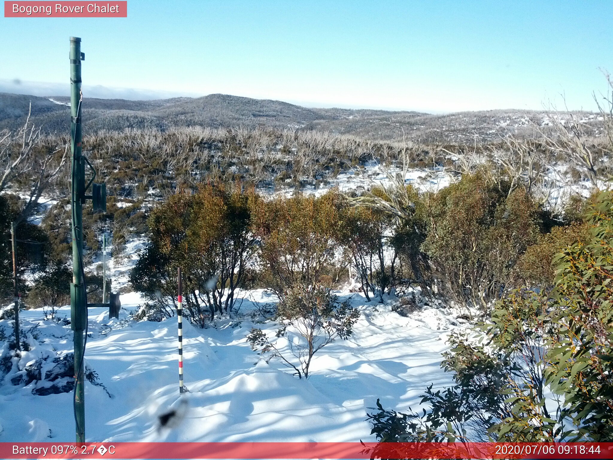 Bogong Web Cam 9:18am Monday 6th of July 2020