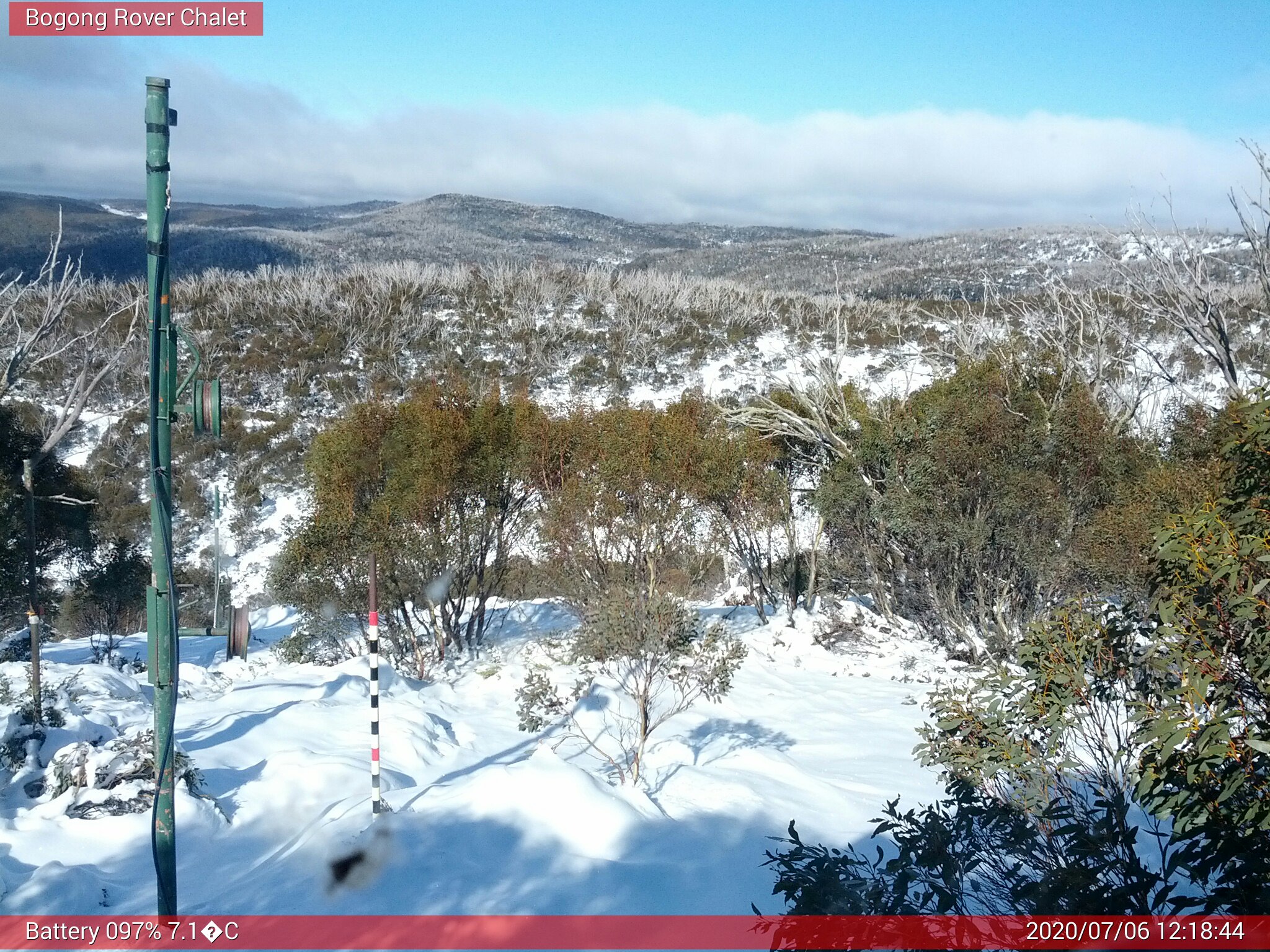 Bogong Web Cam 12:18pm Monday 6th of July 2020