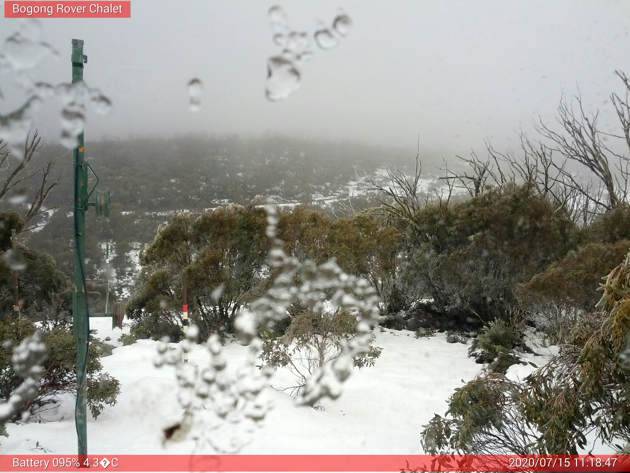 Bogong Web Cam 11:18am Wednesday 15th of July 2020