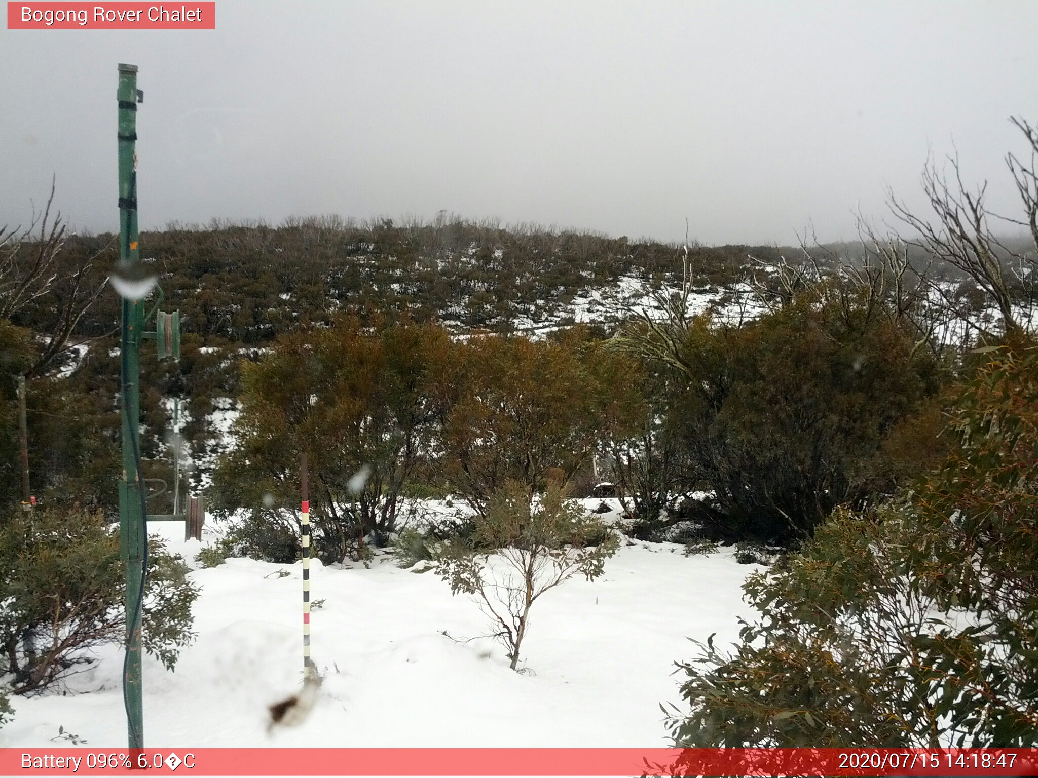 Bogong Web Cam 2:18pm Wednesday 15th of July 2020