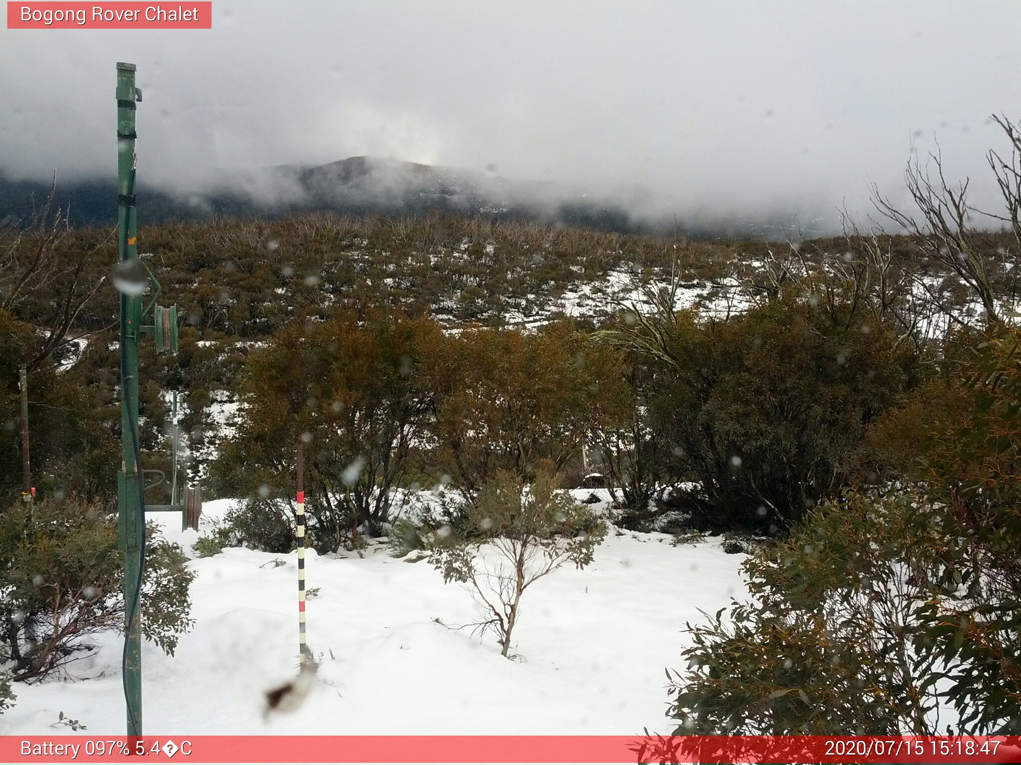 Bogong Web Cam 3:18pm Wednesday 15th of July 2020