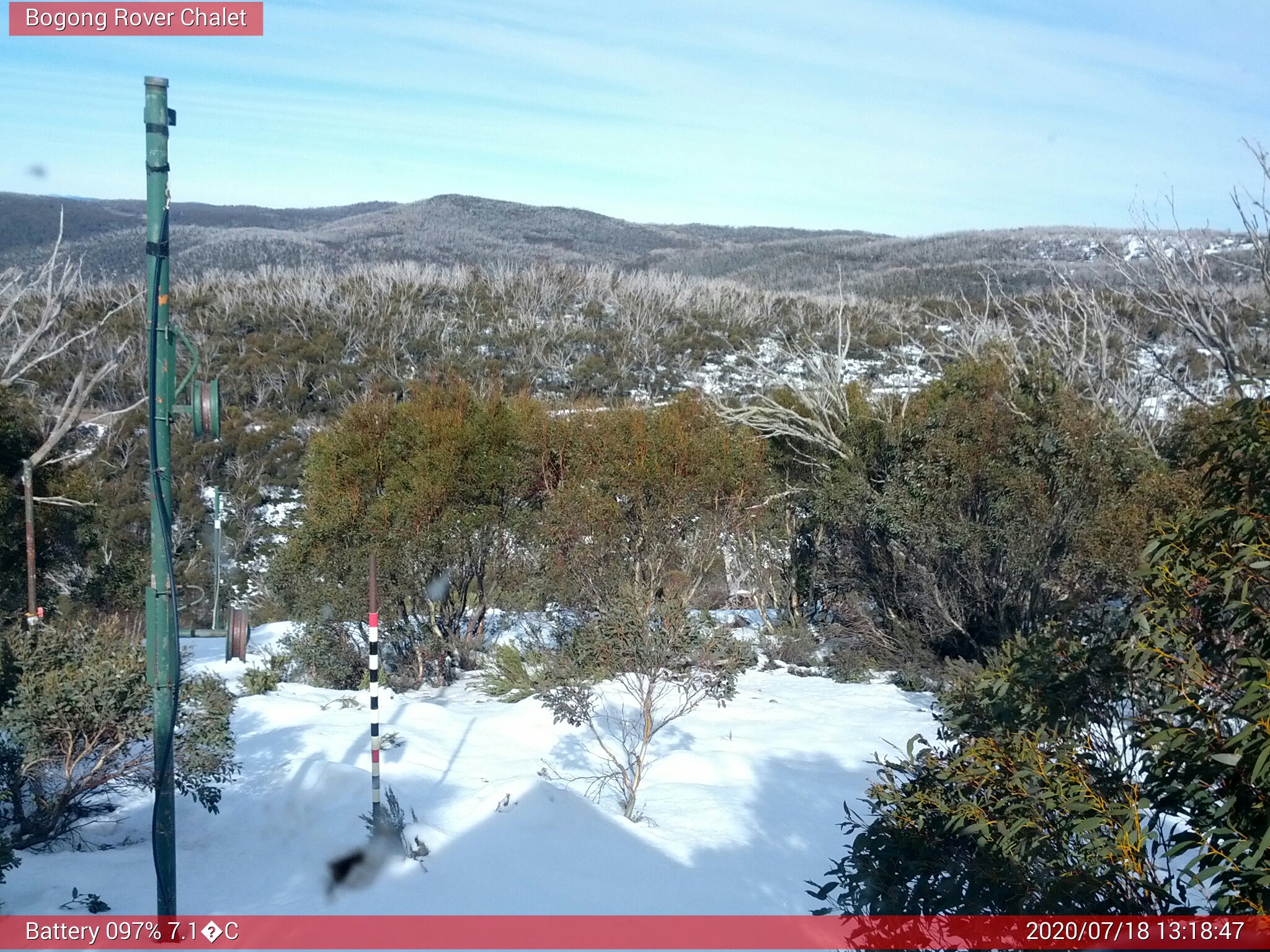 Bogong Web Cam 1:18pm Saturday 18th of July 2020