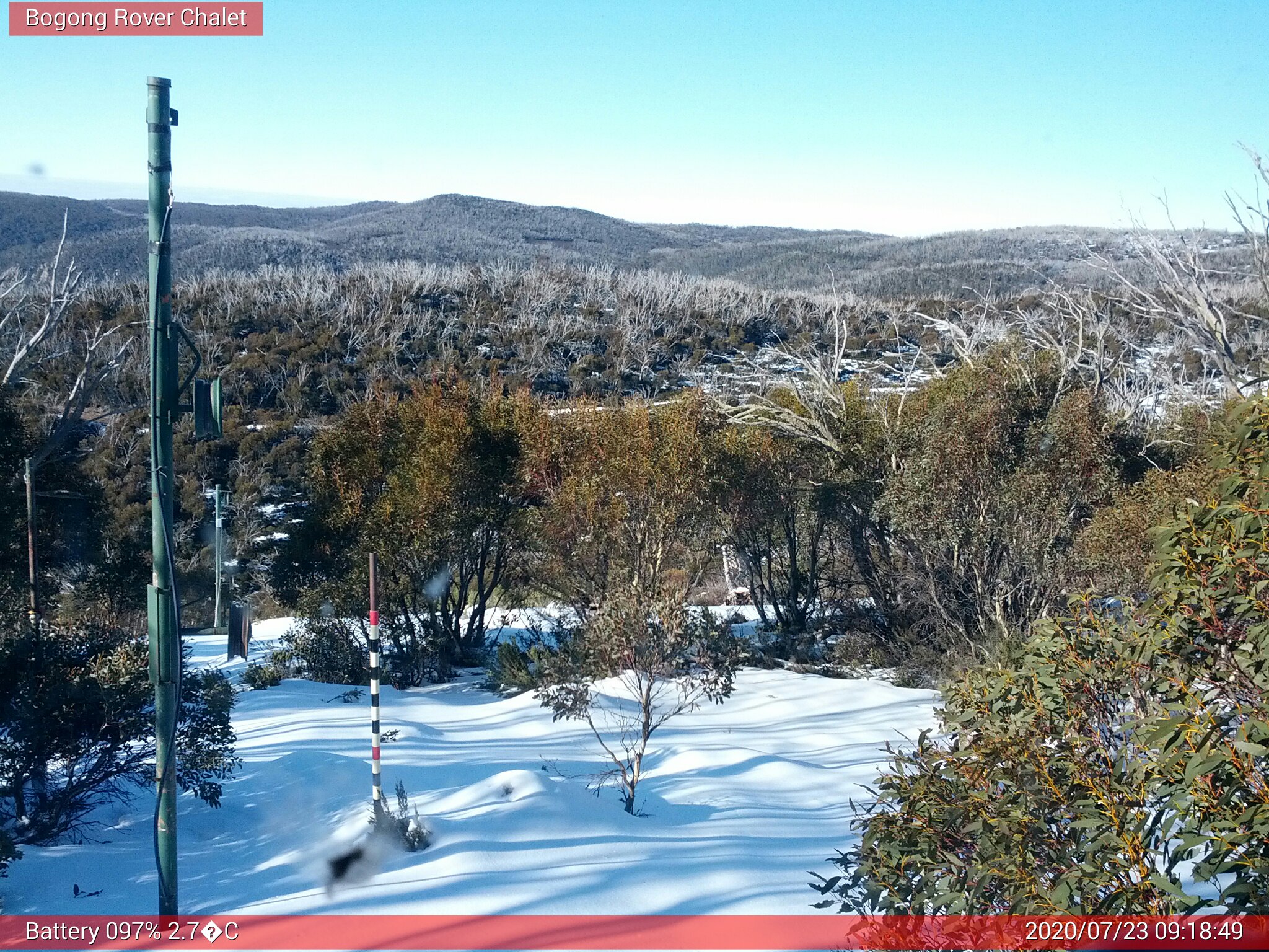 Bogong Web Cam 9:18am Thursday 23rd of July 2020