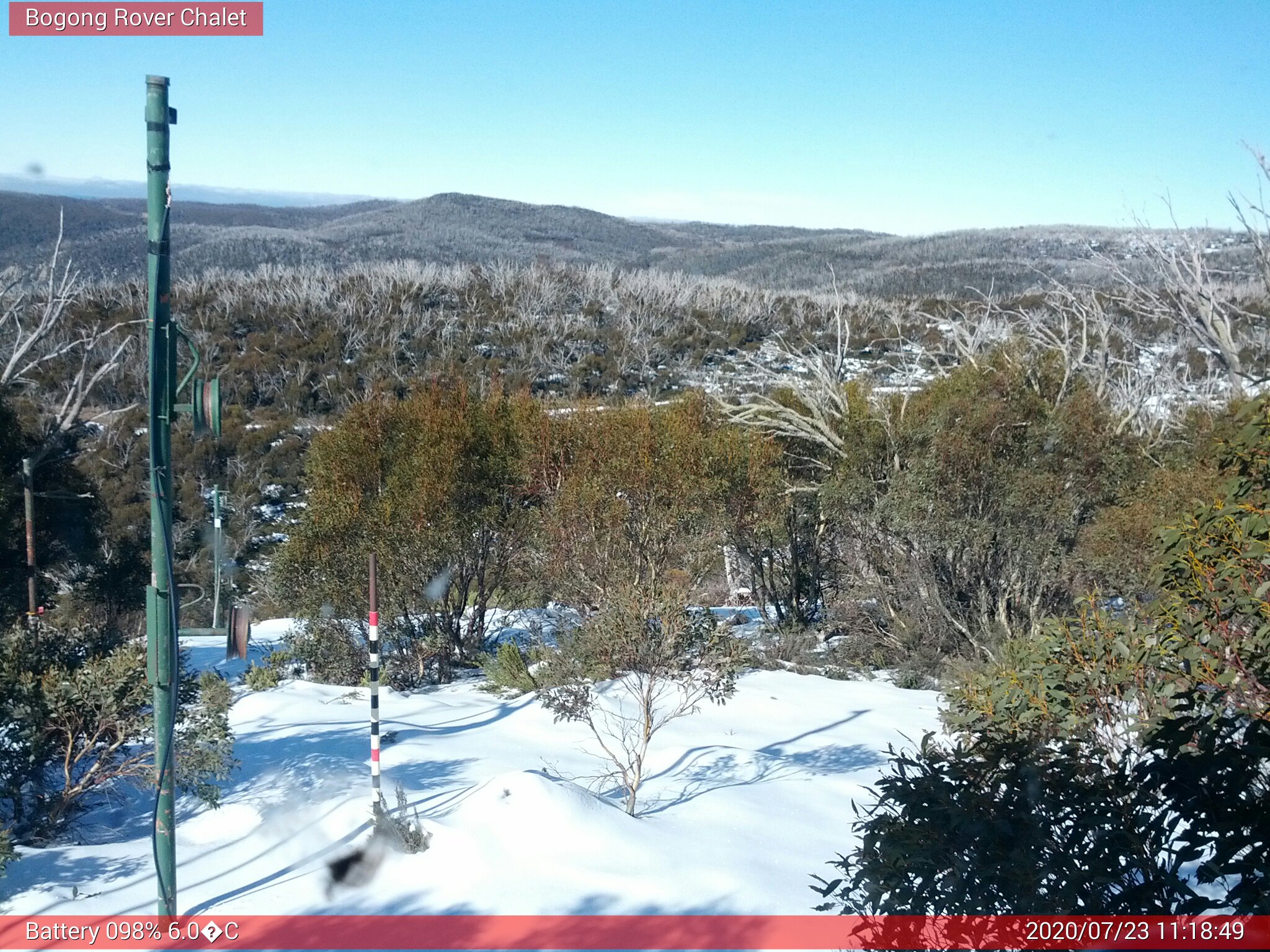 Bogong Web Cam 11:18am Thursday 23rd of July 2020