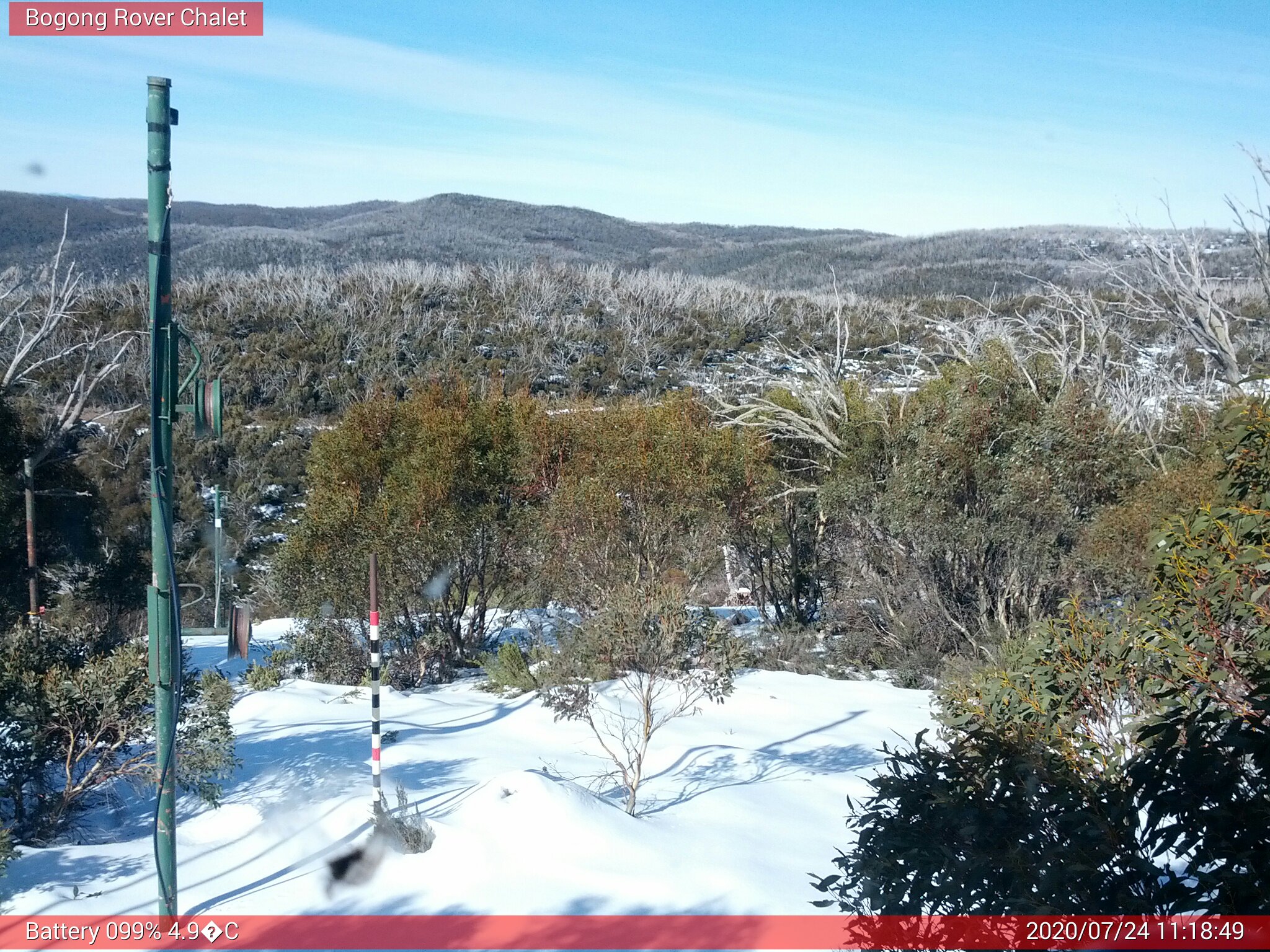 Bogong Web Cam 11:18am Friday 24th of July 2020