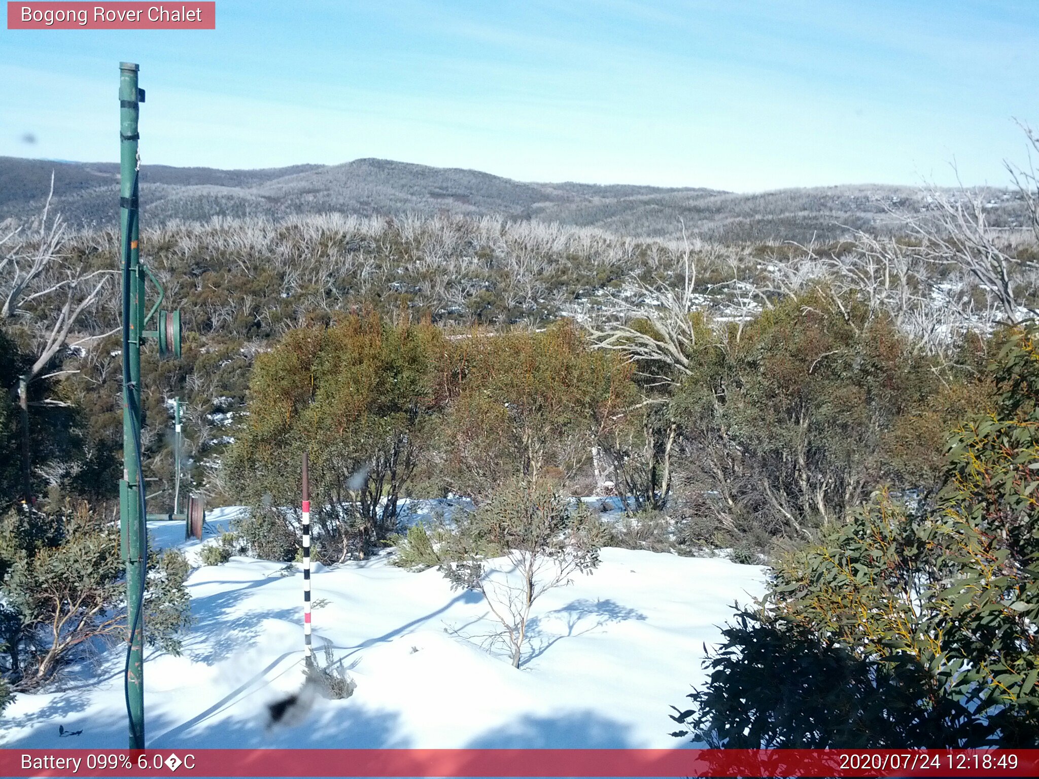 Bogong Web Cam 12:18pm Friday 24th of July 2020