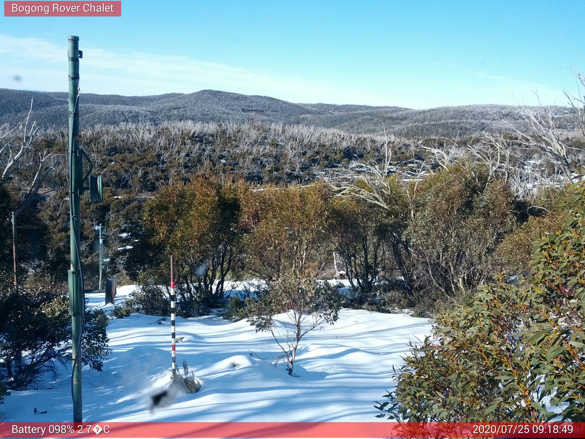 Bogong Web Cam 9:18am Saturday 25th of July 2020