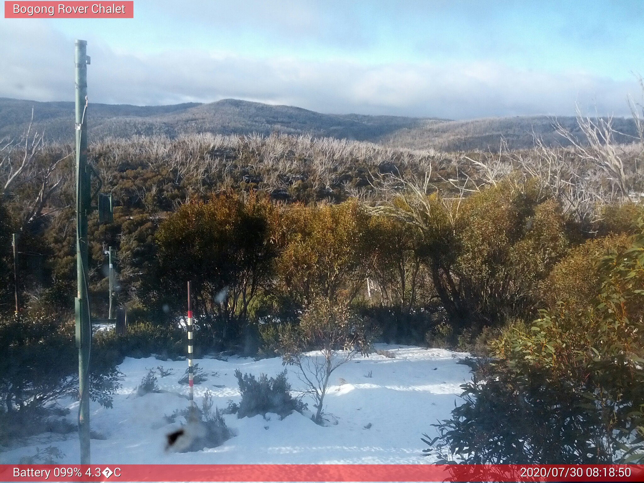 Bogong Web Cam 8:18am Thursday 30th of July 2020