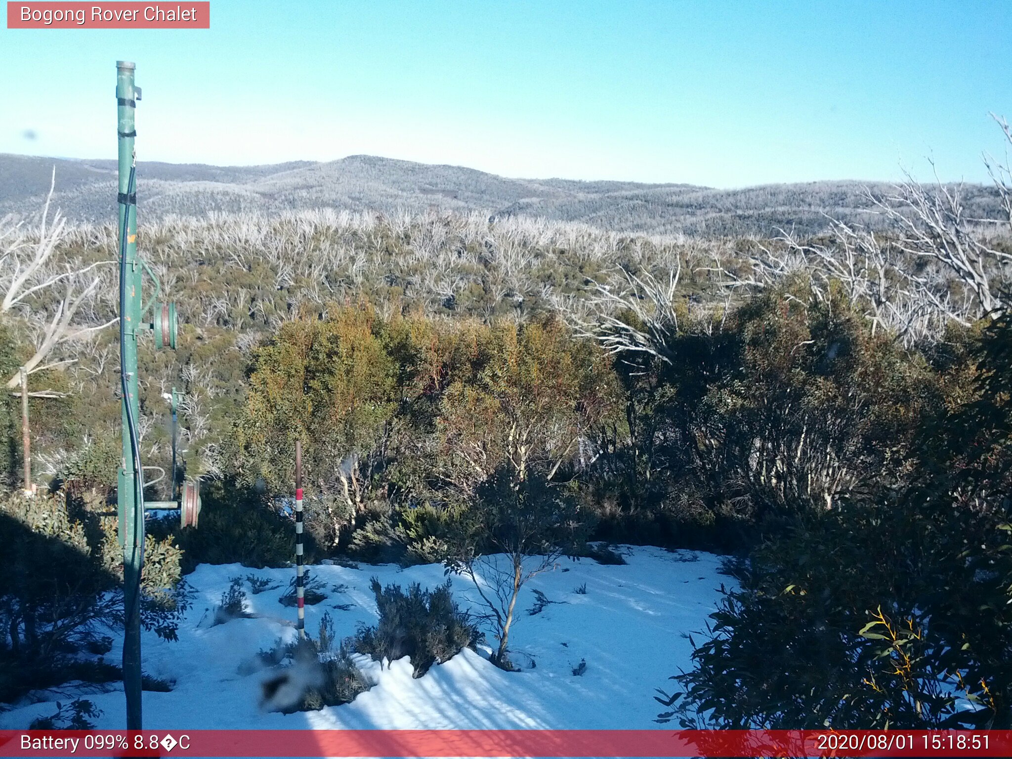 Bogong Web Cam 3:18pm Saturday 1st of August 2020