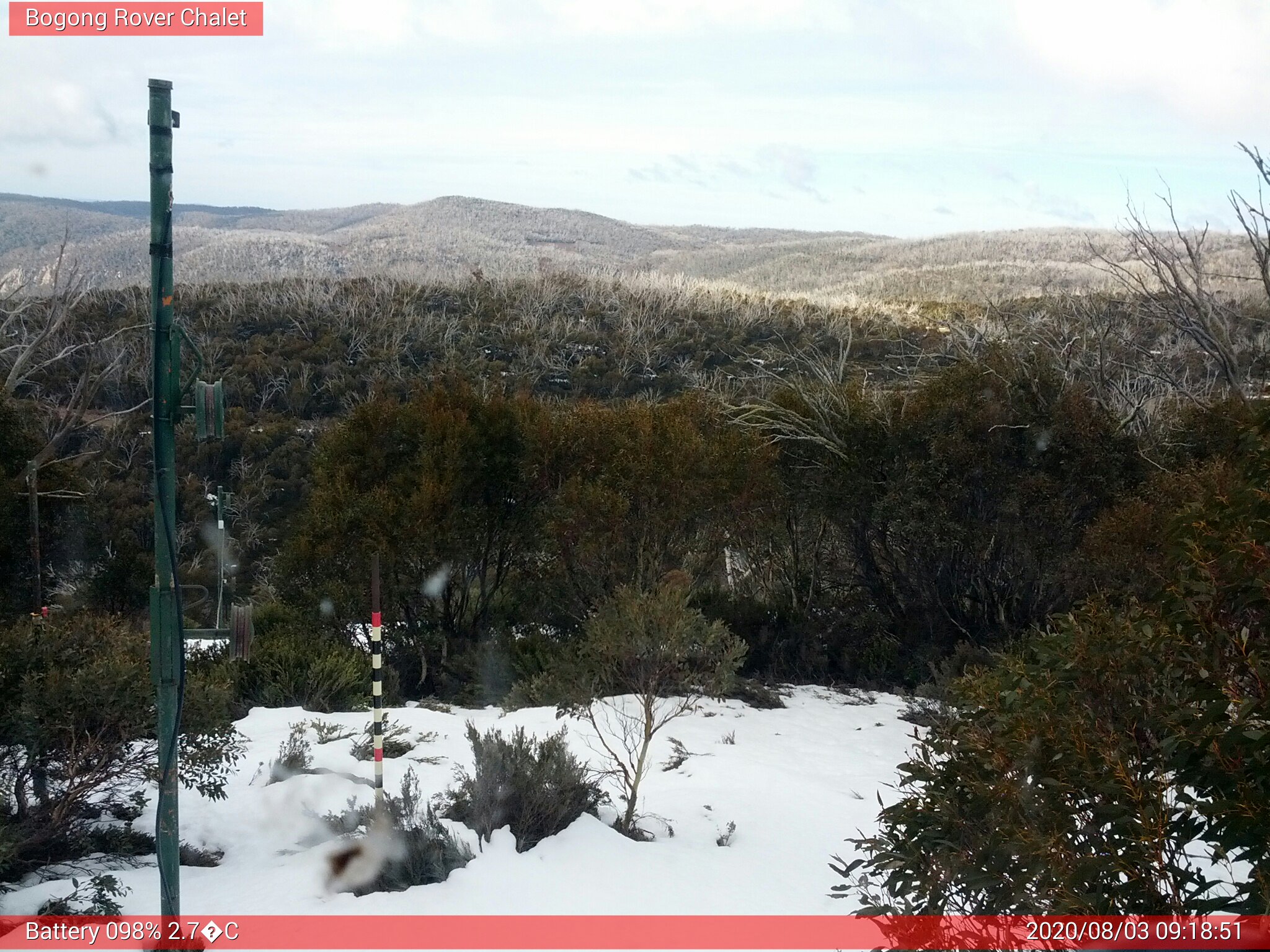 Bogong Web Cam 9:18am Monday 3rd of August 2020