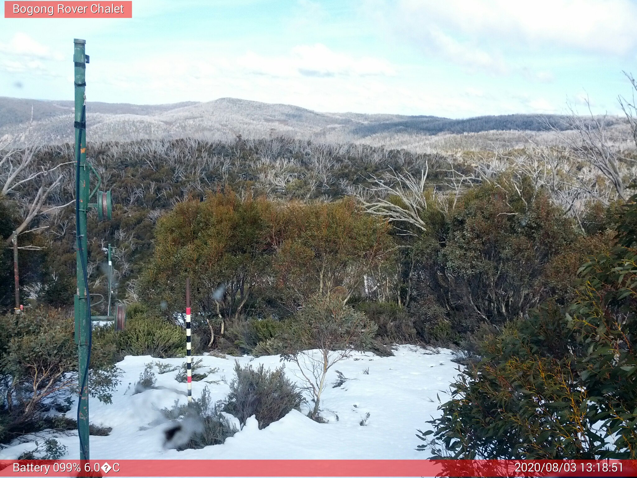 Bogong Web Cam 1:18pm Monday 3rd of August 2020