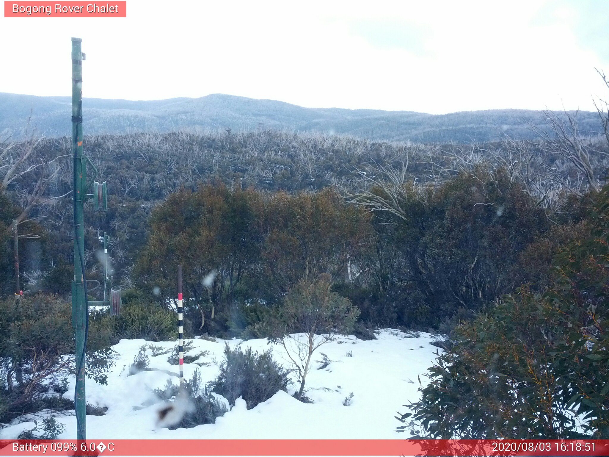 Bogong Web Cam 4:18pm Monday 3rd of August 2020