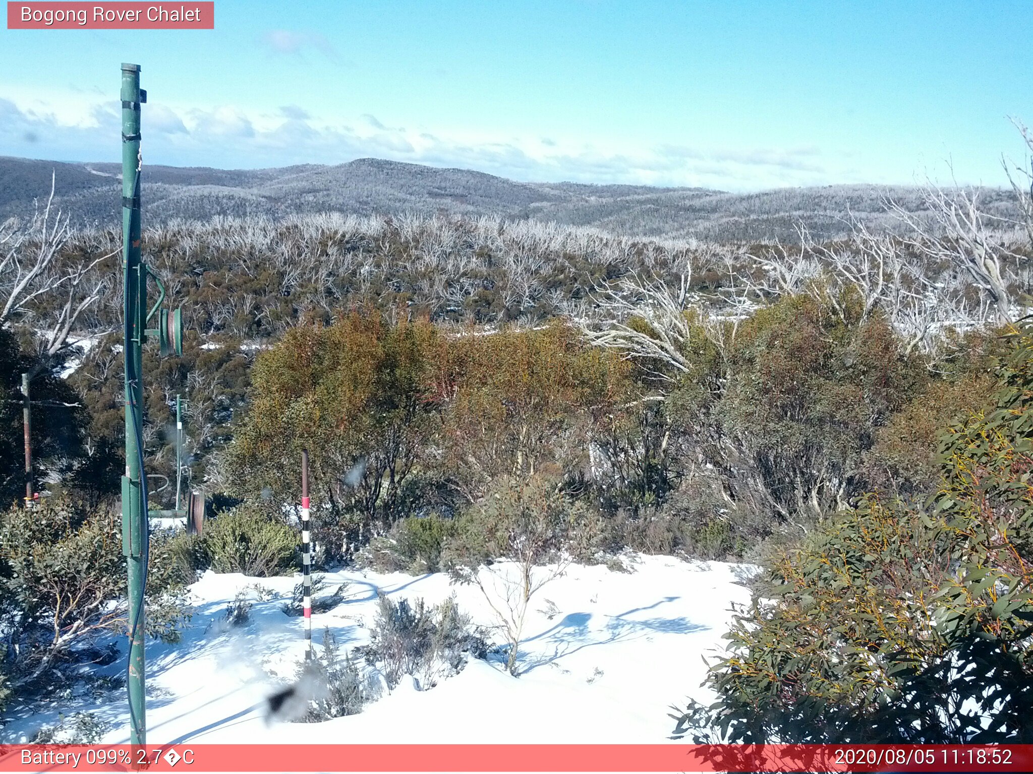 Bogong Web Cam 11:18am Wednesday 5th of August 2020