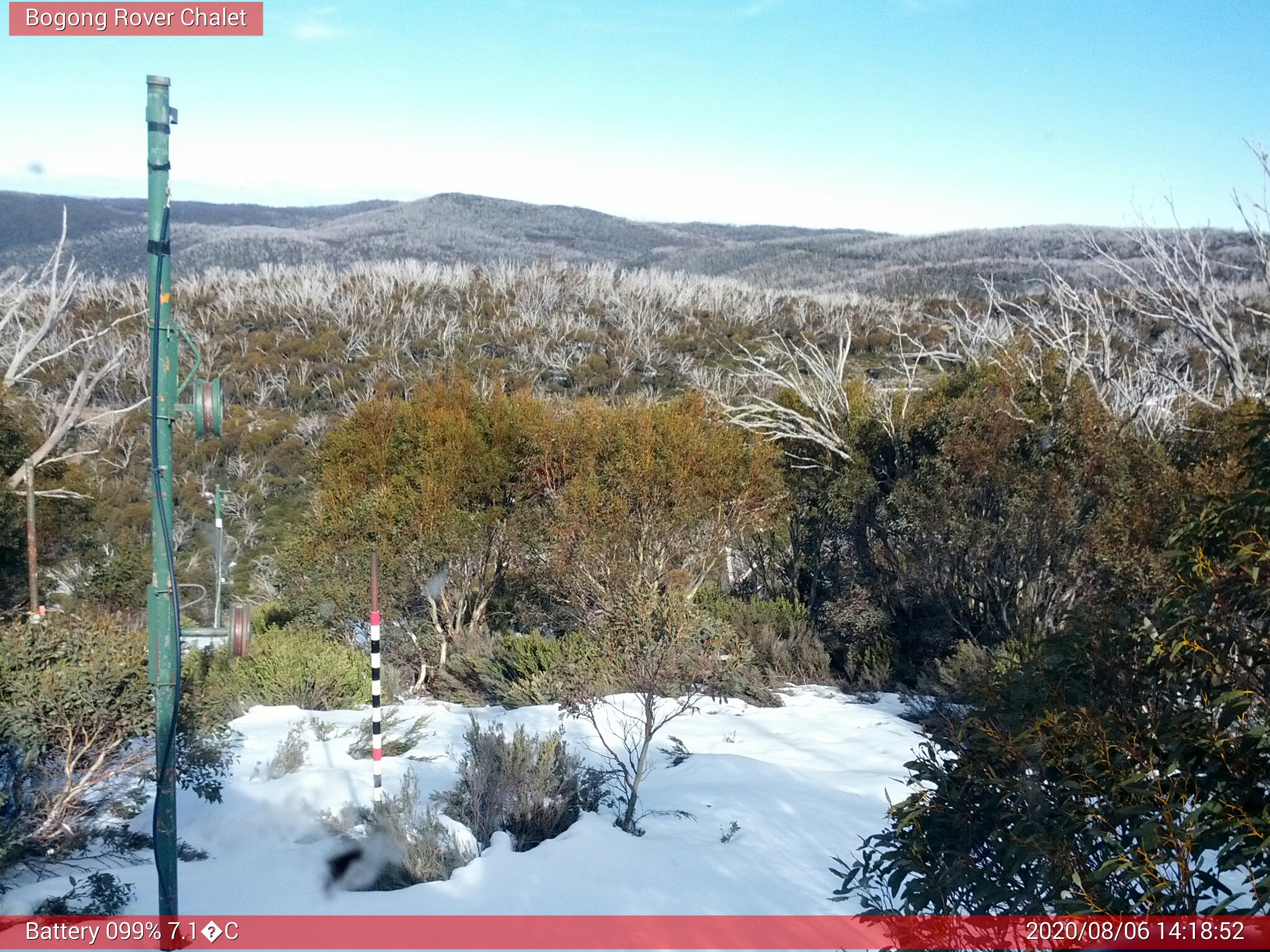 Bogong Web Cam 2:18pm Thursday 6th of August 2020