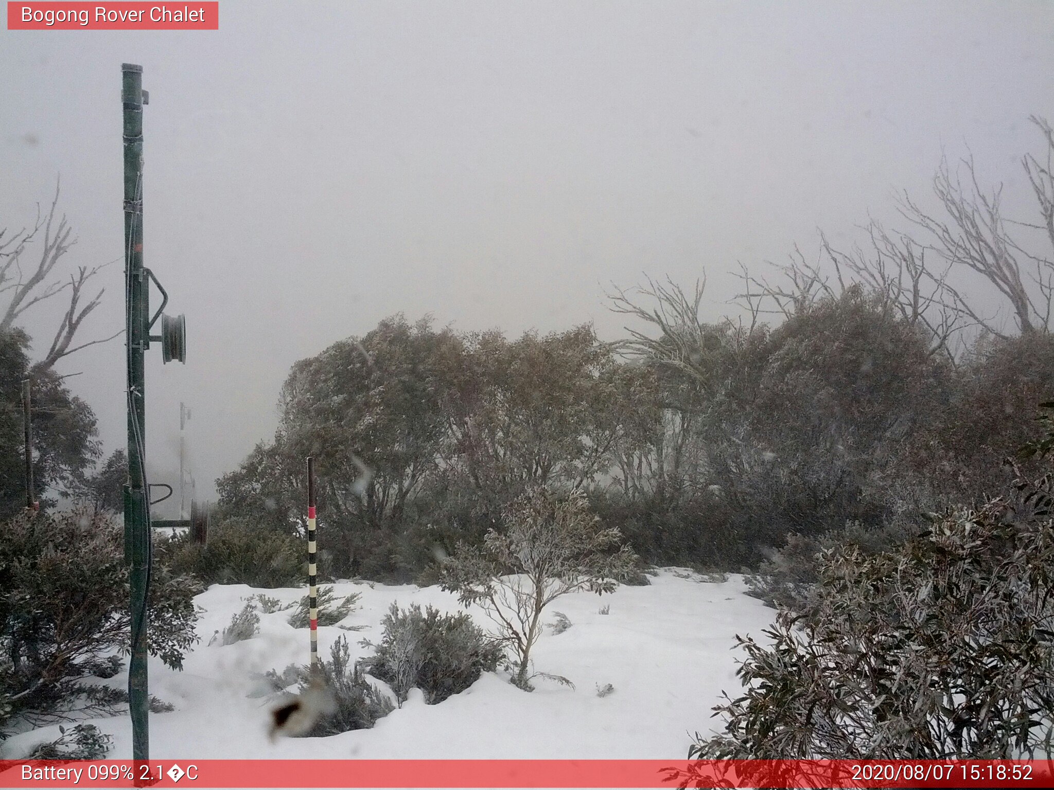 Bogong Web Cam 3:18pm Friday 7th of August 2020