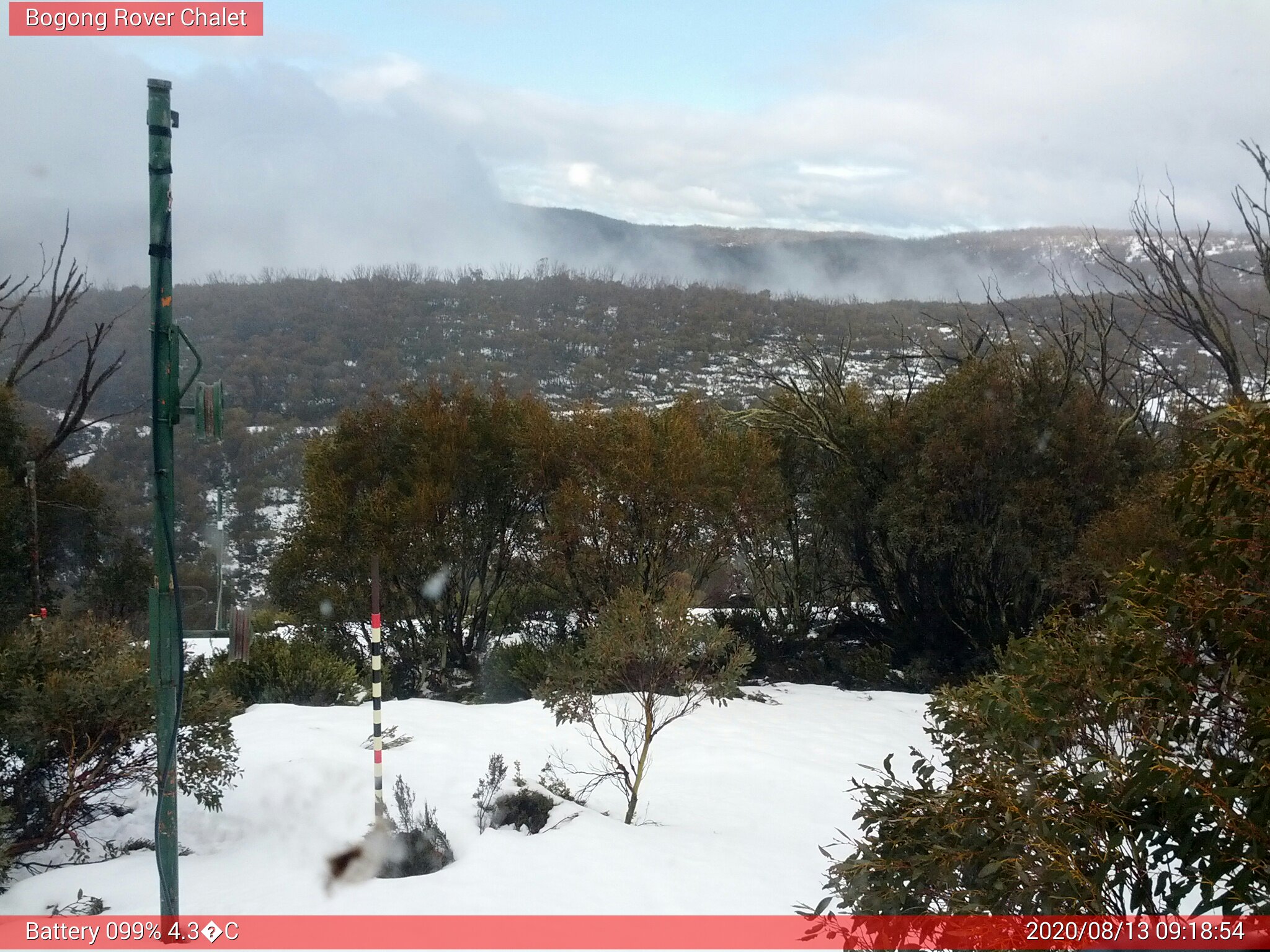 Bogong Web Cam 9:18am Thursday 13th of August 2020