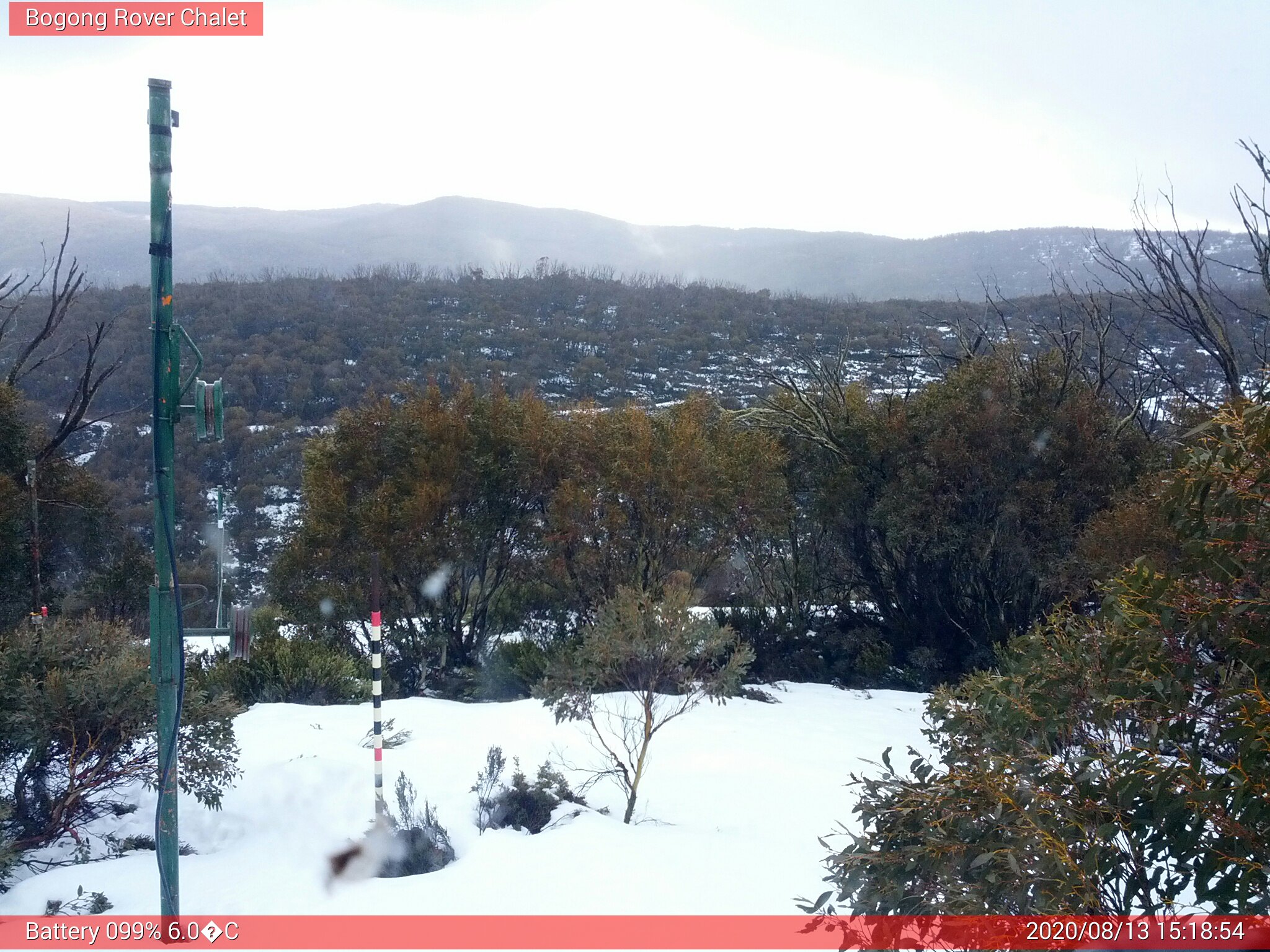 Bogong Web Cam 3:18pm Thursday 13th of August 2020