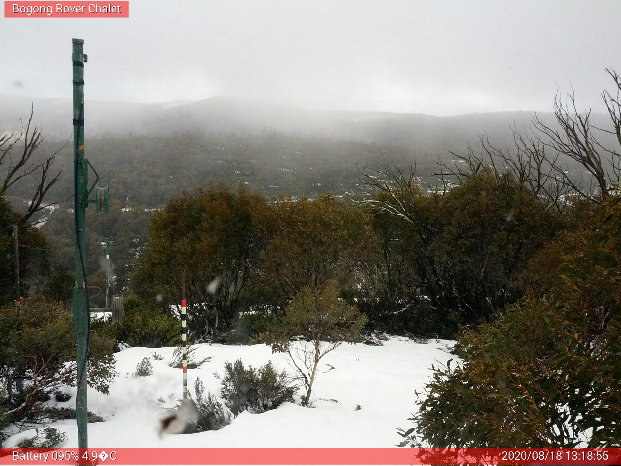 Bogong Web Cam 1:18pm Tuesday 18th of August 2020