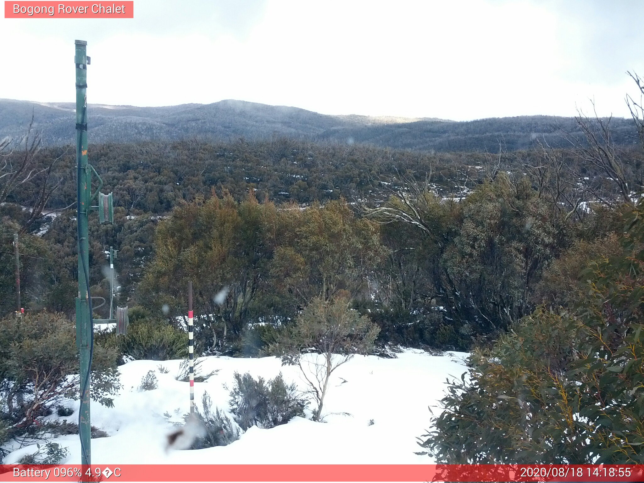 Bogong Web Cam 2:18pm Tuesday 18th of August 2020