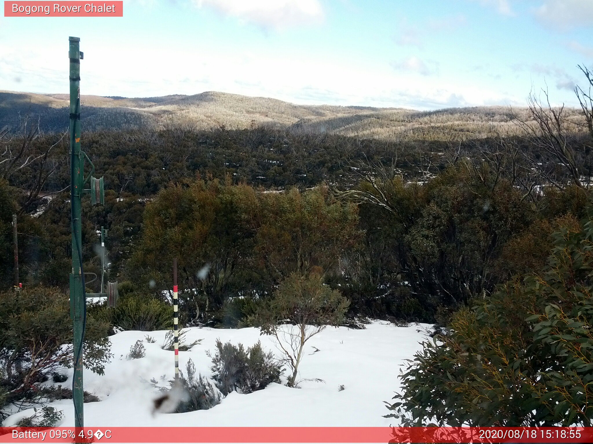 Bogong Web Cam 3:18pm Tuesday 18th of August 2020