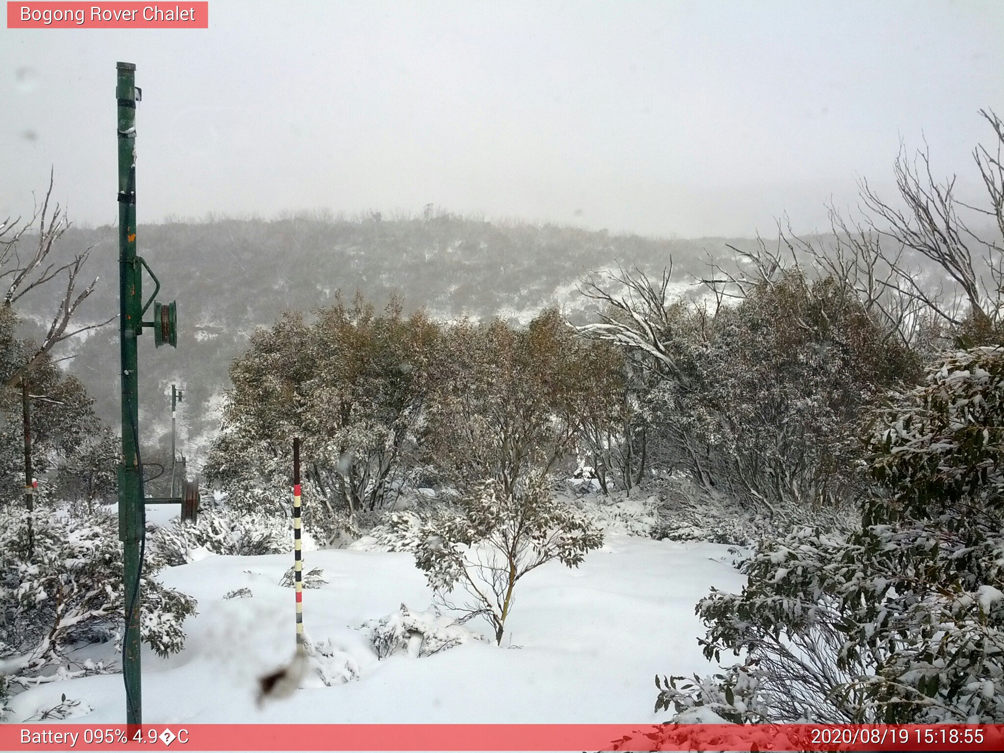 Bogong Web Cam 3:18pm Wednesday 19th of August 2020