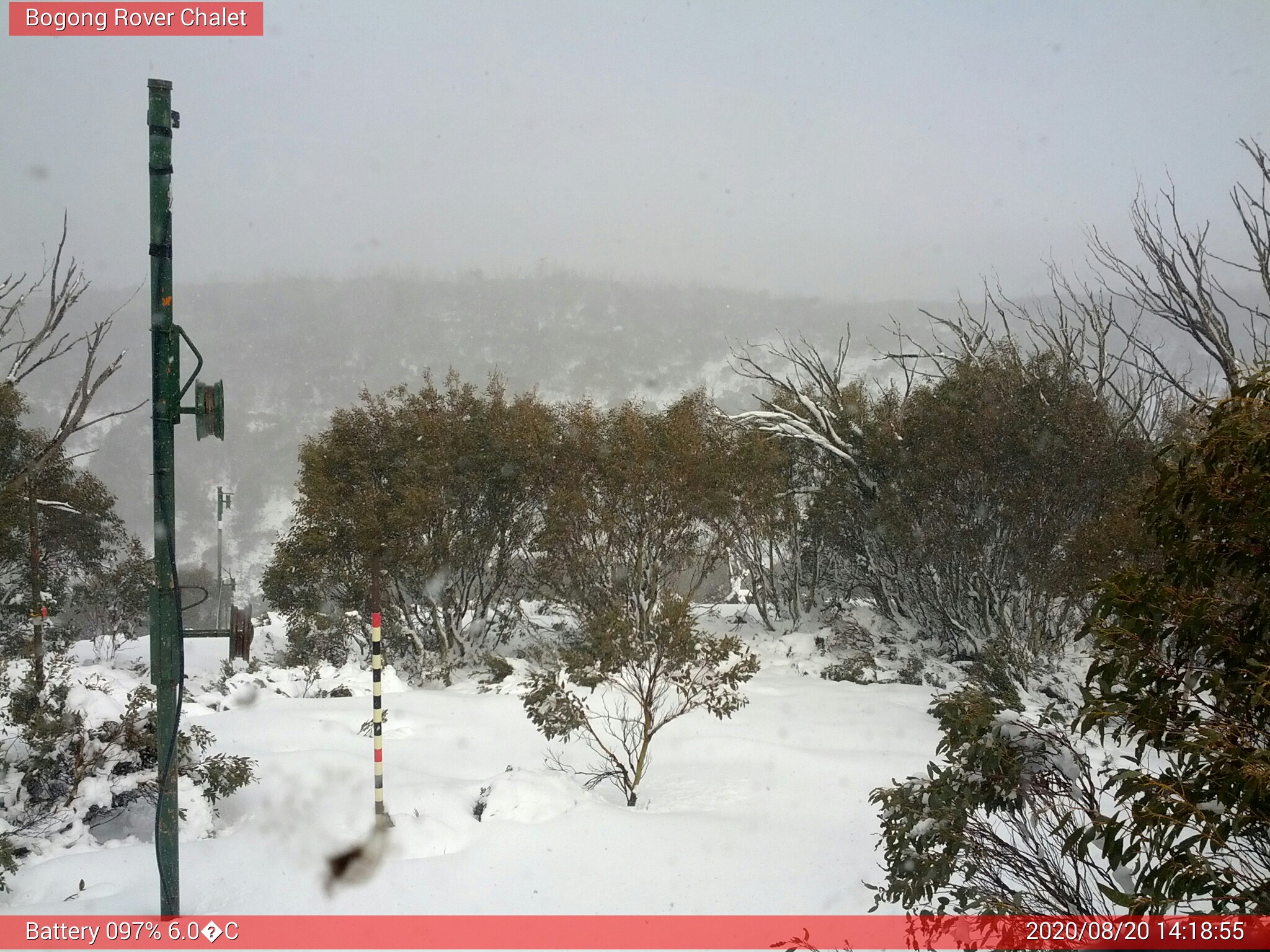 Bogong Web Cam 2:18pm Thursday 20th of August 2020