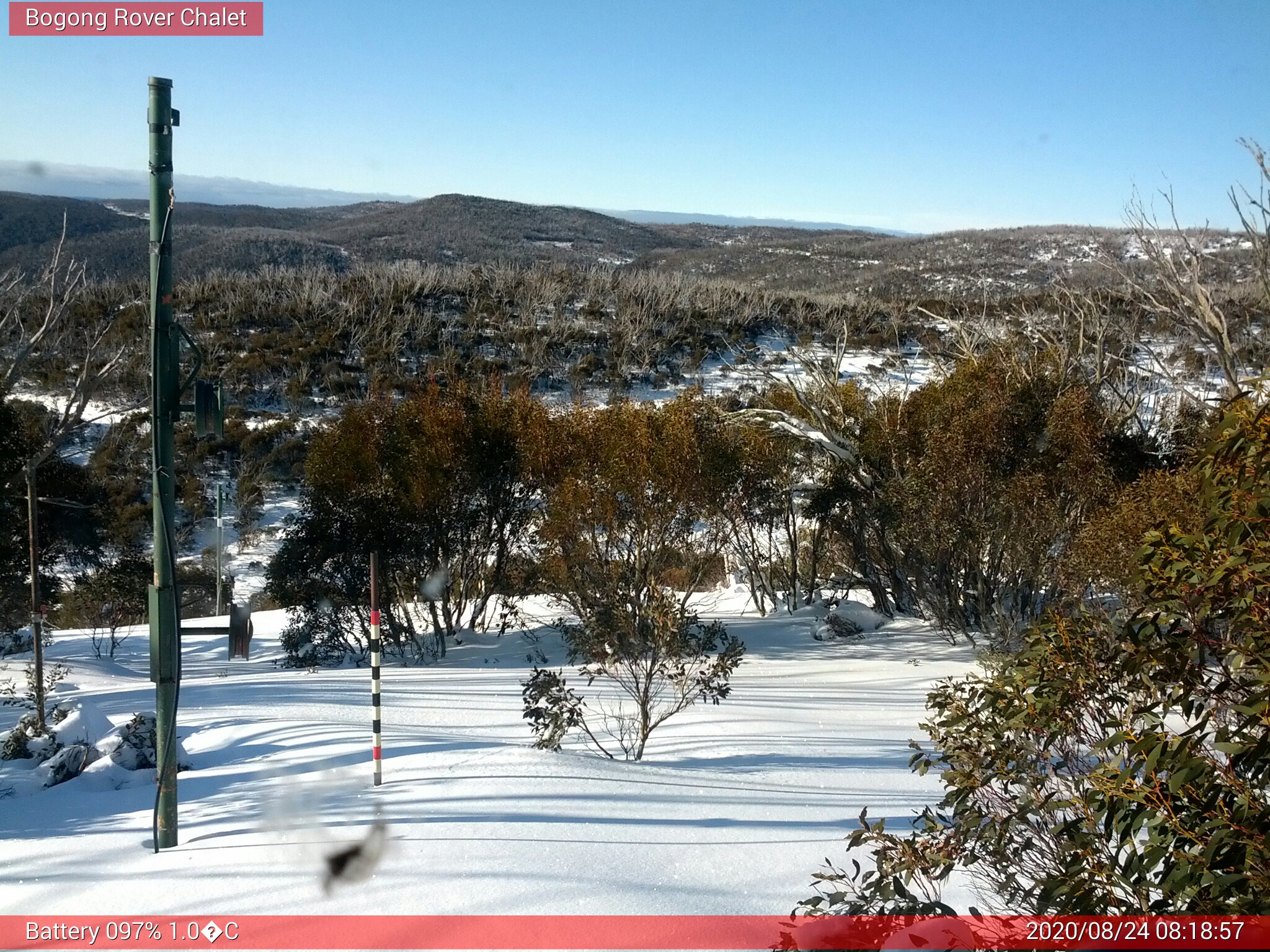 Bogong Web Cam 8:18am Monday 24th of August 2020