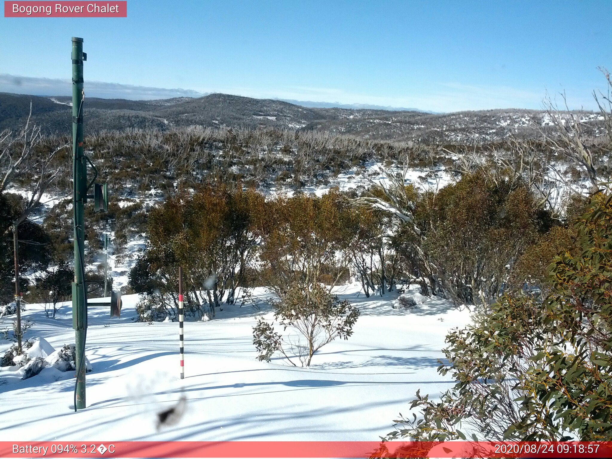 Bogong Web Cam 9:18am Monday 24th of August 2020