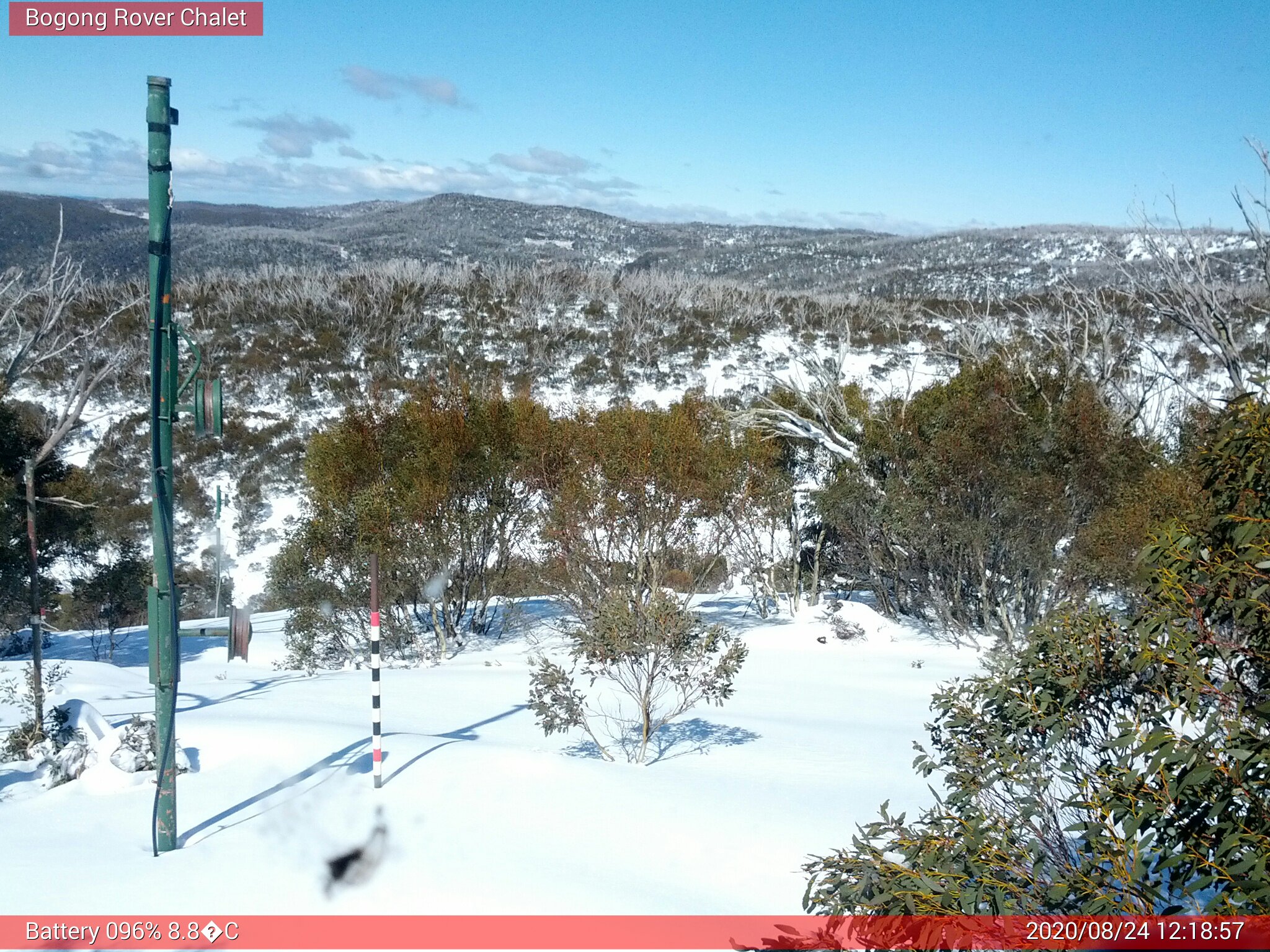 Bogong Web Cam 12:18pm Monday 24th of August 2020